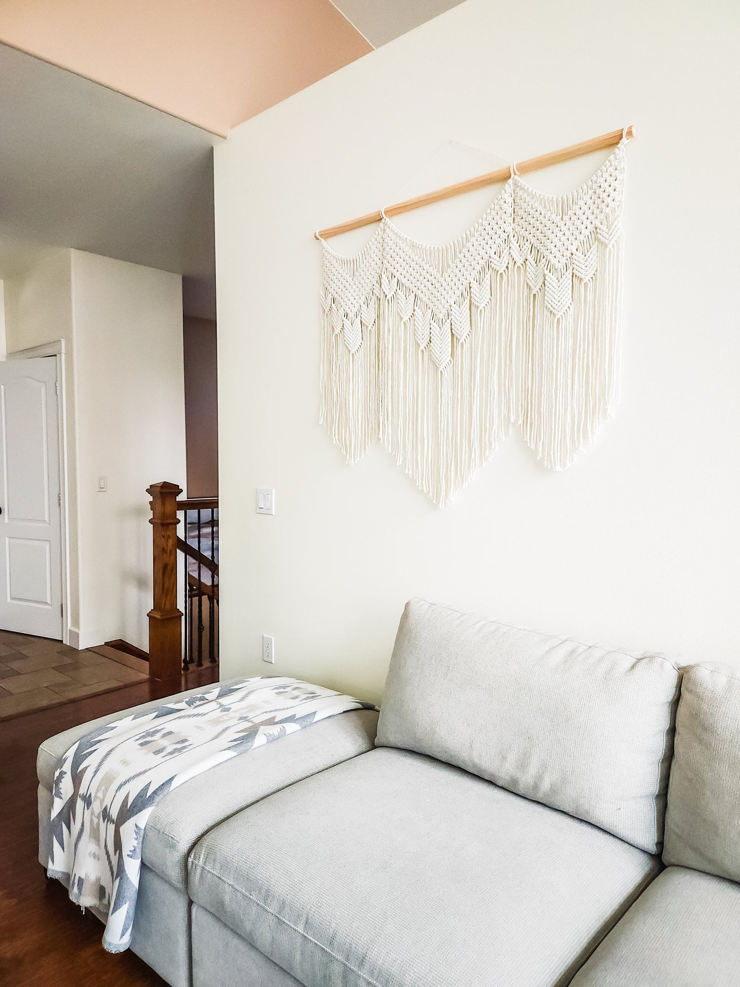 Handmade Beige Macrame Wall Hanging 4 Feet Wide