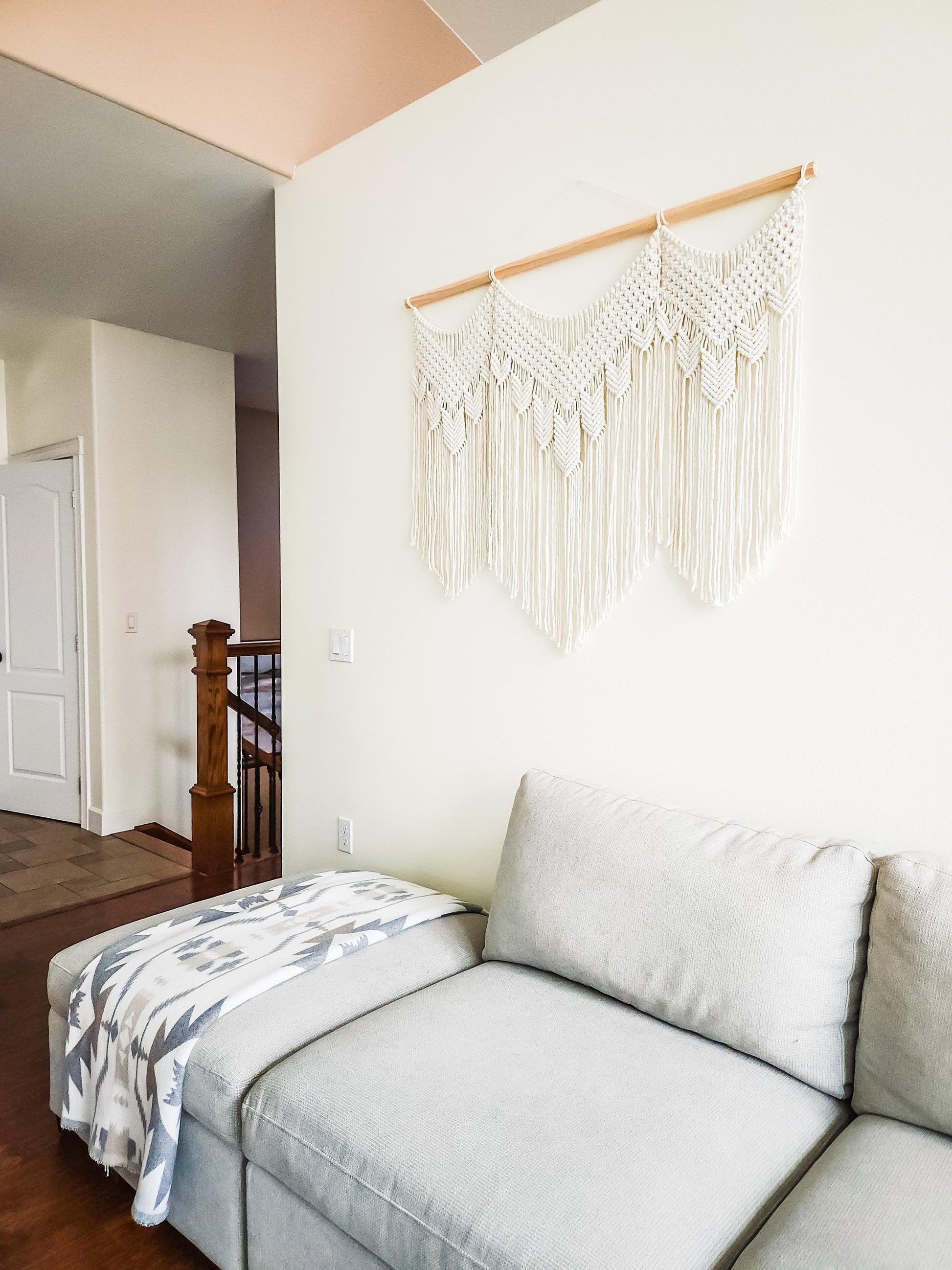 Handmade Beige Macrame Wall Hanging 4 Feet Wide