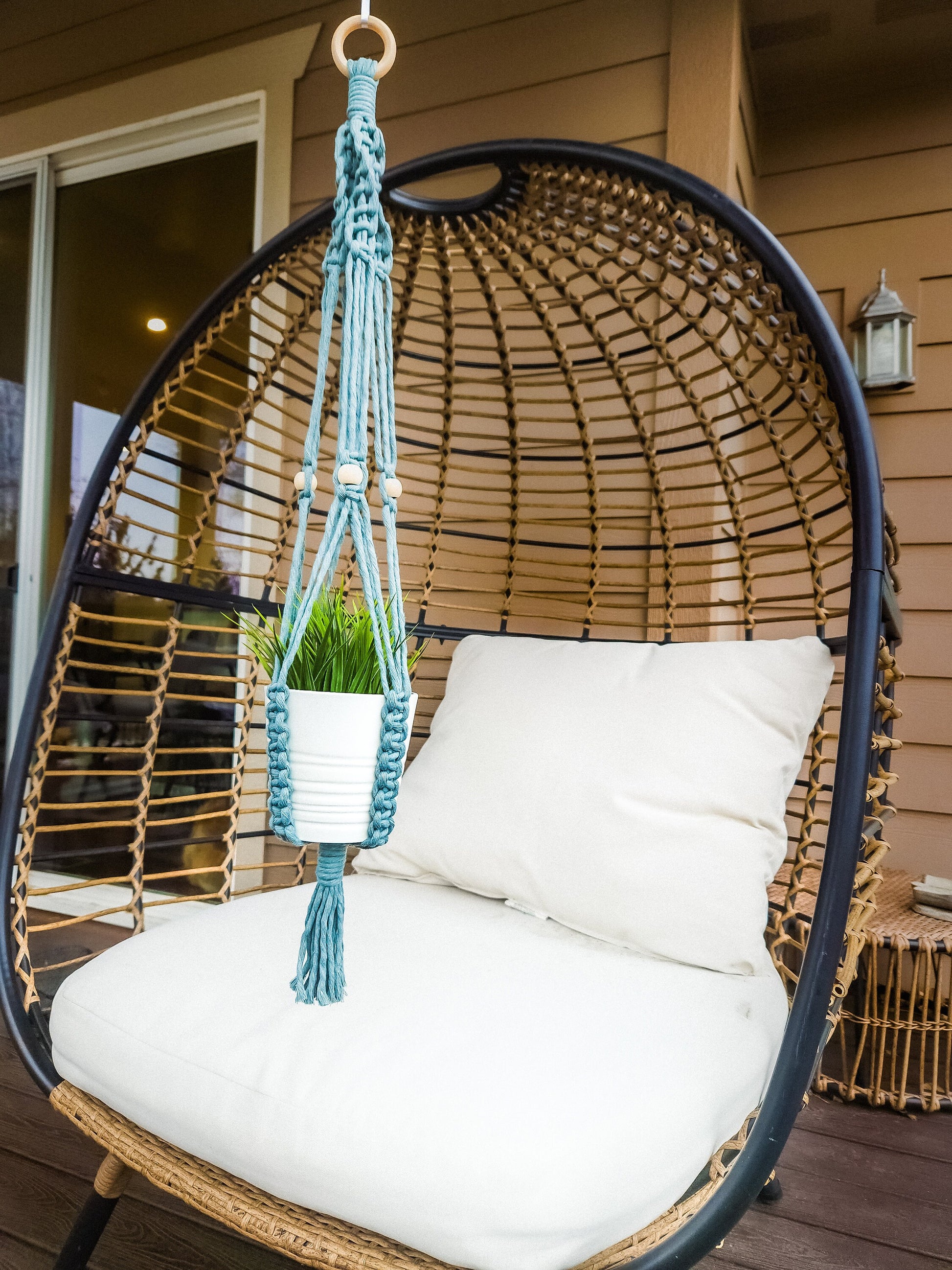 Macrame Plant Hanger with Beads, Available in Many Colors, Boho Plant Hanger, Boho House Decor, Tassel Plant Hanger
