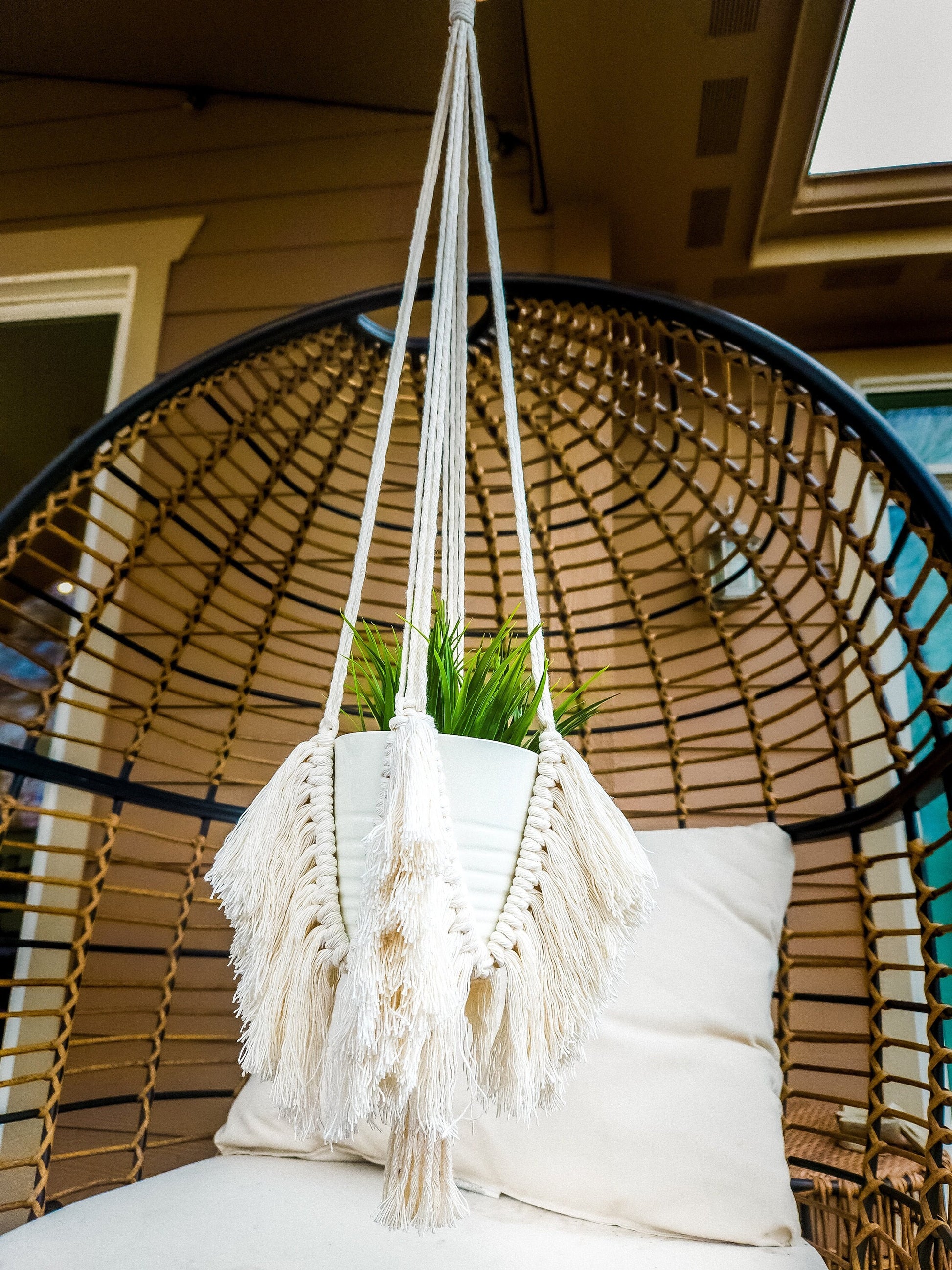 Macrame Fringe Plant Hanger, Available in Many Colors, Boho Plant Hanger, Boho House Decor, Tassel Plant Hanger