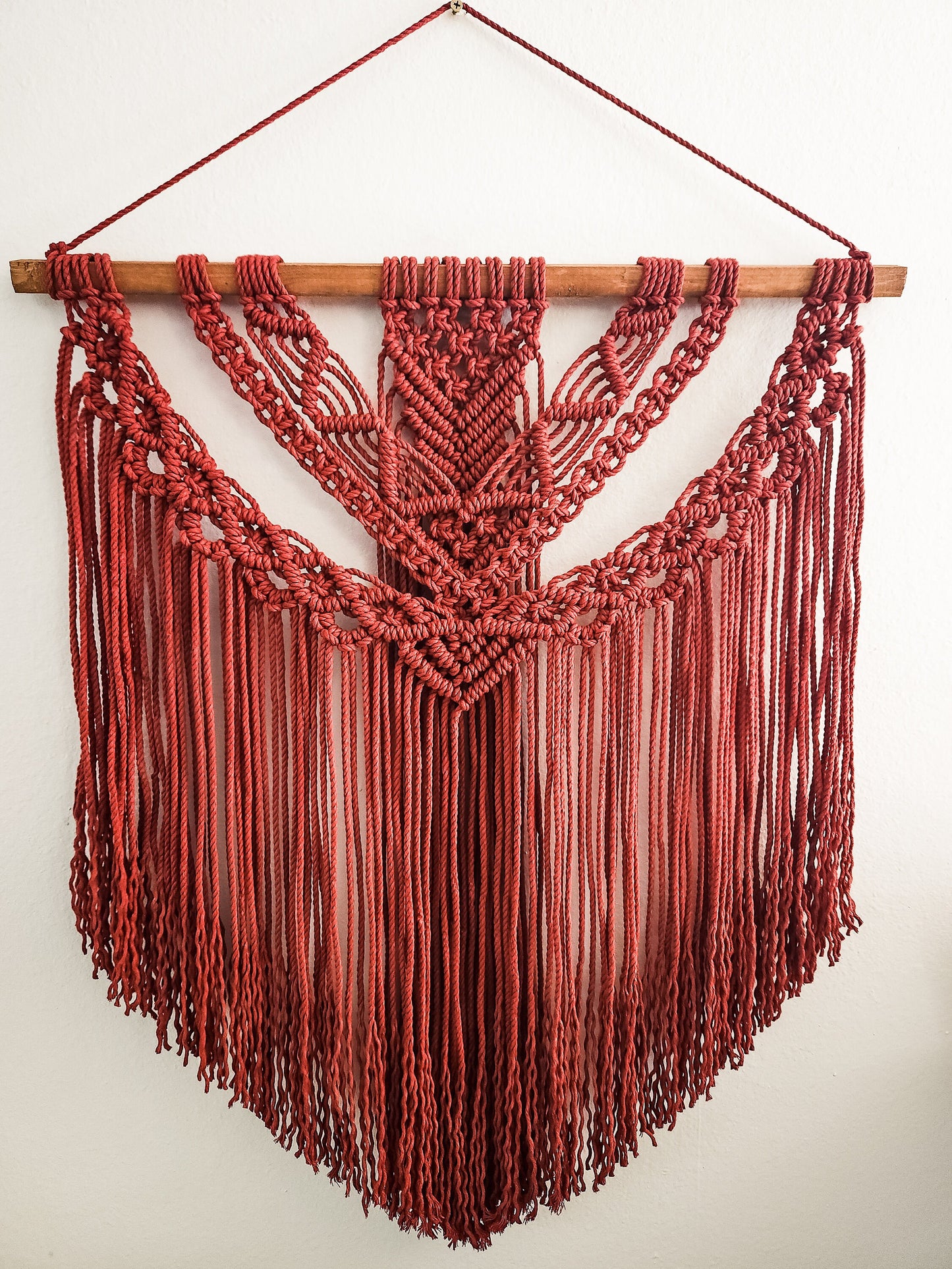 Large Handmade Claret Red Macrame Wall Hanging, Wall Art, Woven, Boho Wall Decor, Wall Tapestry, Christmas, Minimalist