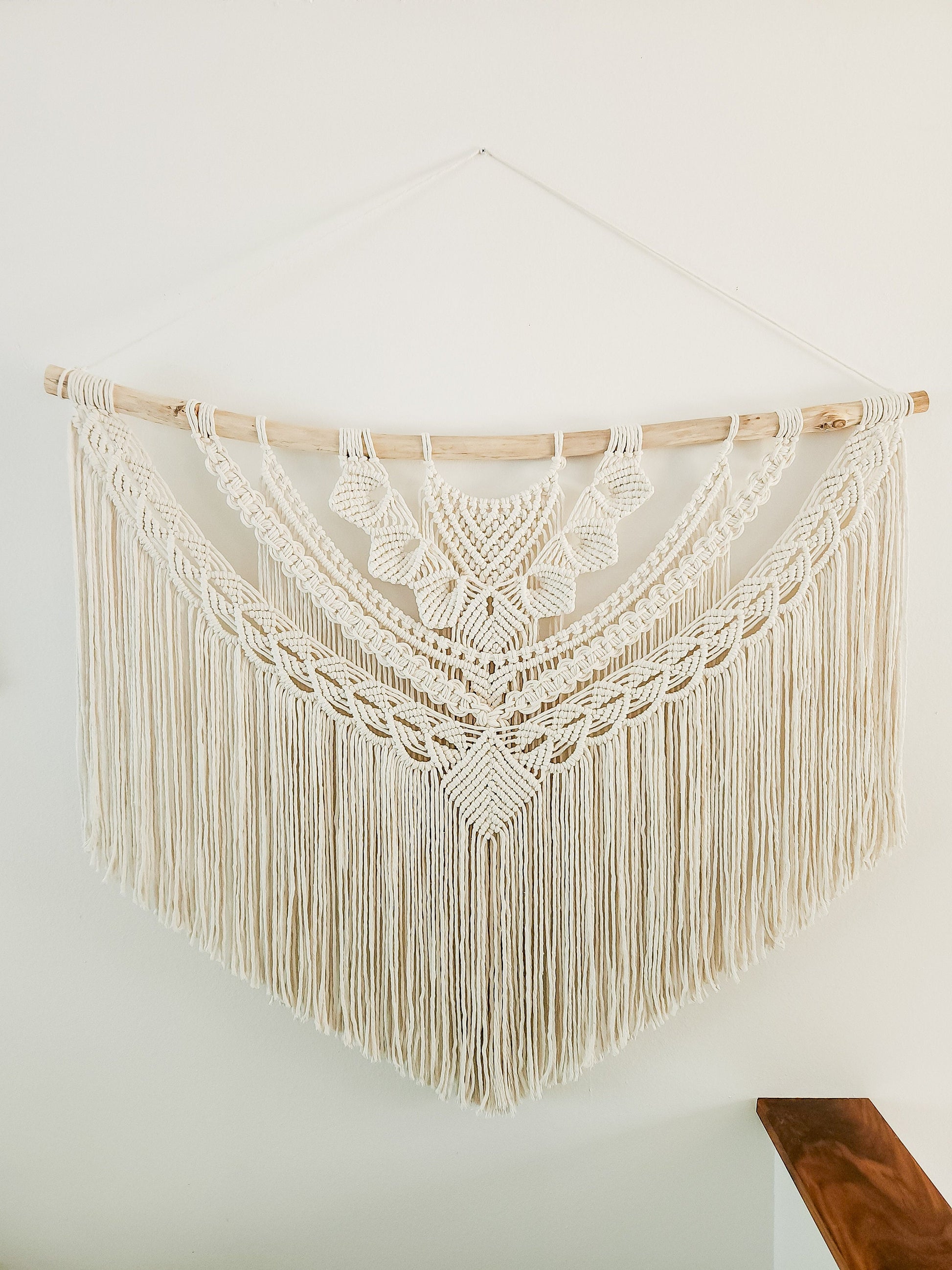 Wall Tapestry, Macrame Wall Hanging, 45 inches wide, Driftwood, Boho Wall Decor, Headboard, Bohemian Home Decor, Handmade, Made in USA