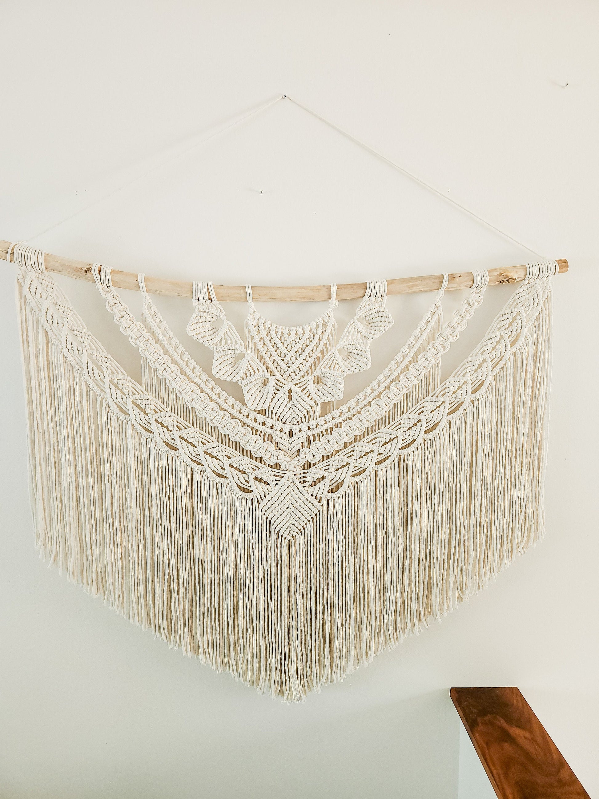 Wall Tapestry, Macrame Wall Hanging, 45 inches wide, Driftwood, Boho Wall Decor, Headboard, Bohemian Home Decor, Handmade, Made in USA