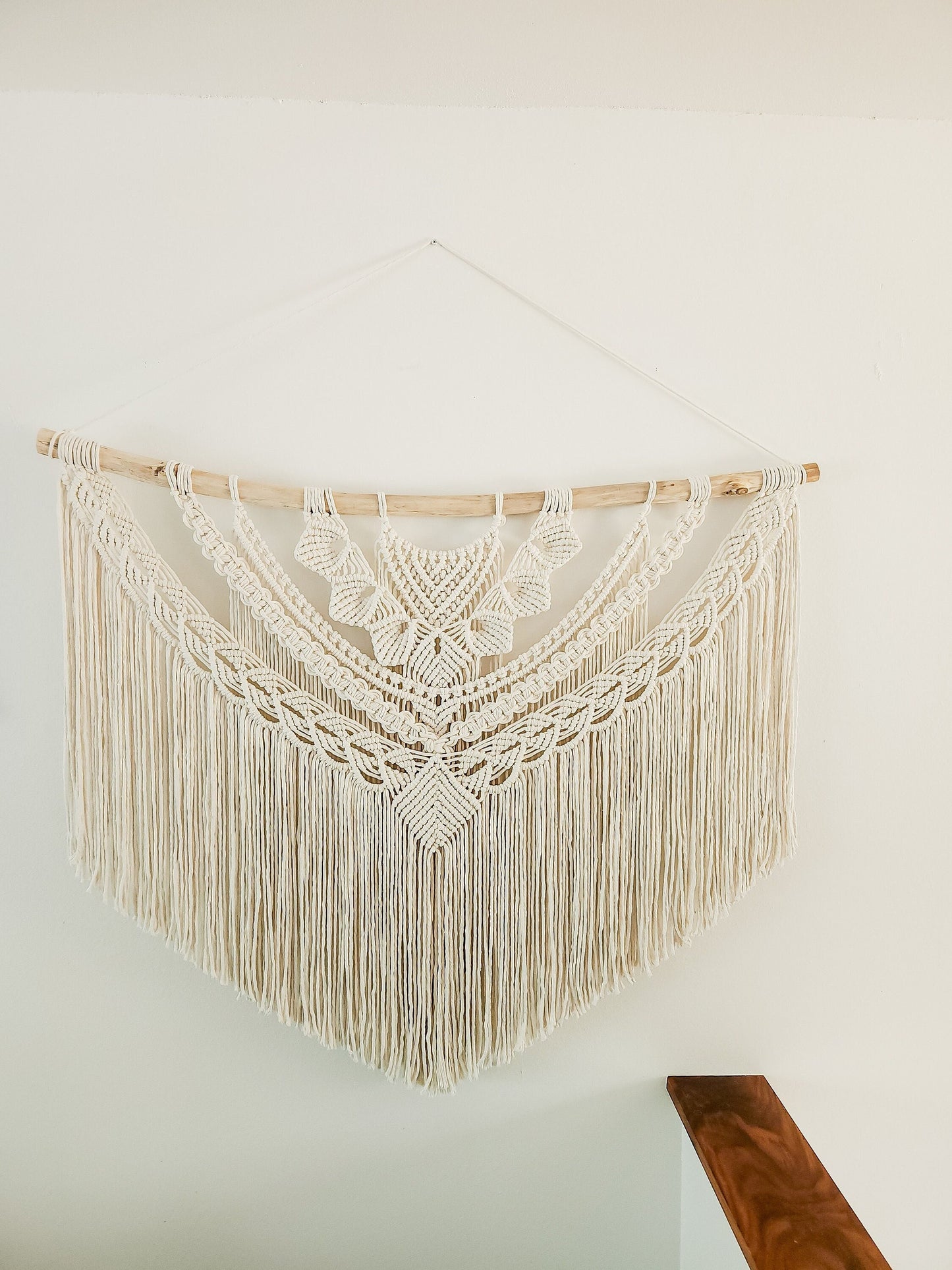 Wall Tapestry, Macrame Wall Hanging, 45 inches wide, Driftwood, Boho Wall Decor, Headboard, Bohemian Home Decor, Handmade, Made in USA