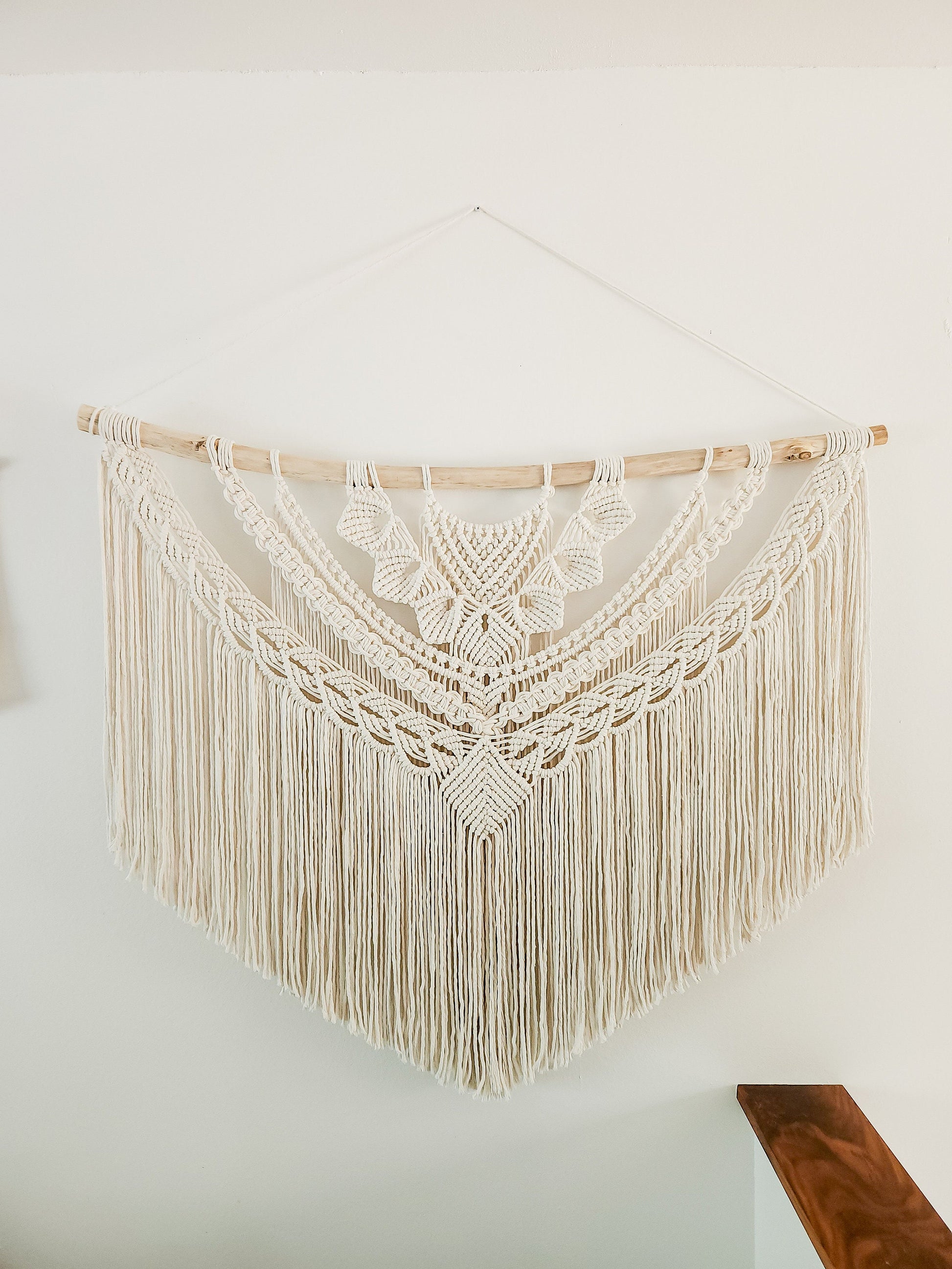 Wall Tapestry, Macrame Wall Hanging, 45 inches wide, Driftwood, Boho Wall Decor, Headboard, Bohemian Home Decor, Handmade, Made in USA