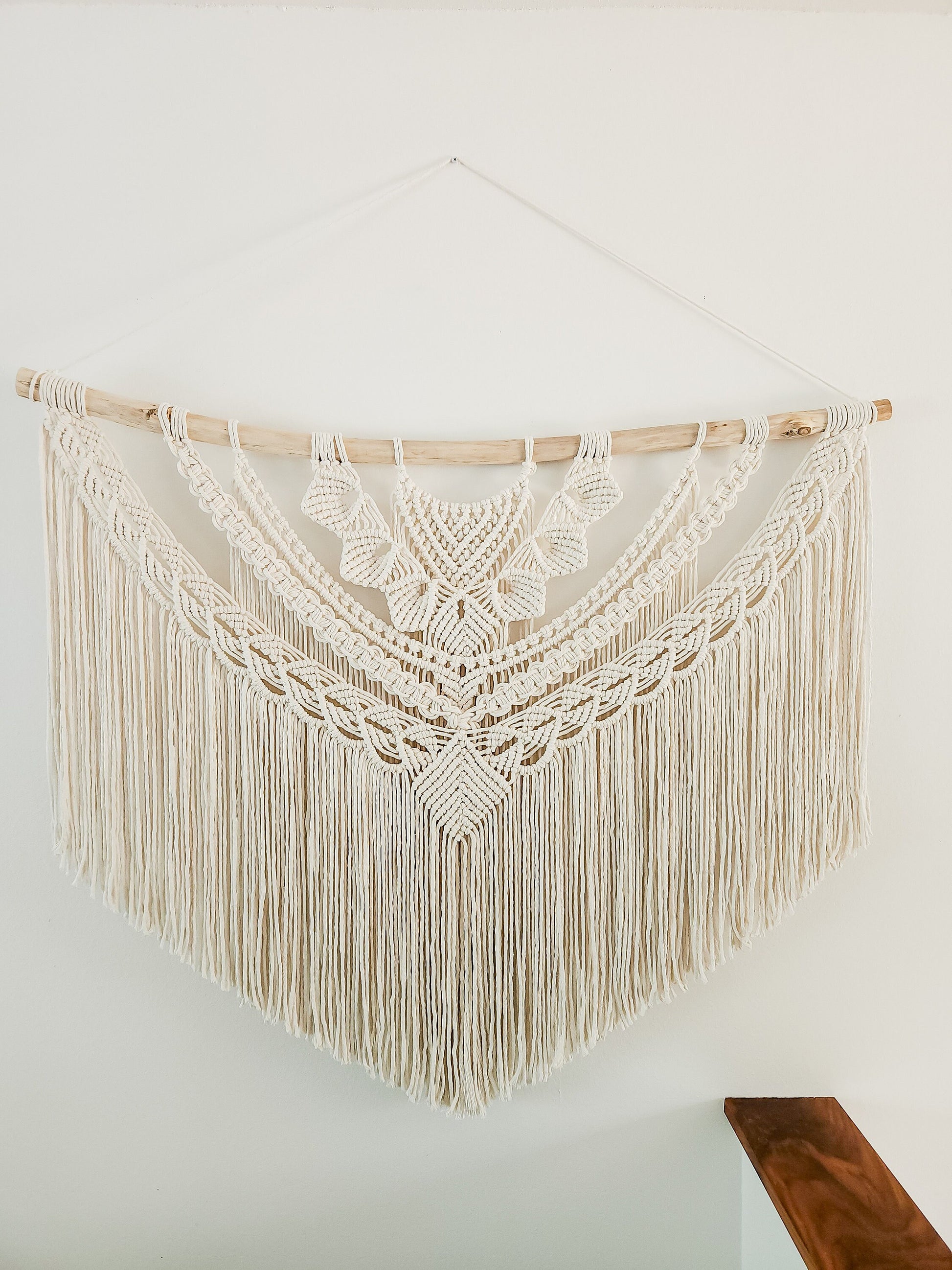 Wall Tapestry, Macrame Wall Hanging, 45 inches wide, Driftwood, Boho Wall Decor, Headboard, Bohemian Home Decor, Handmade, Made in USA
