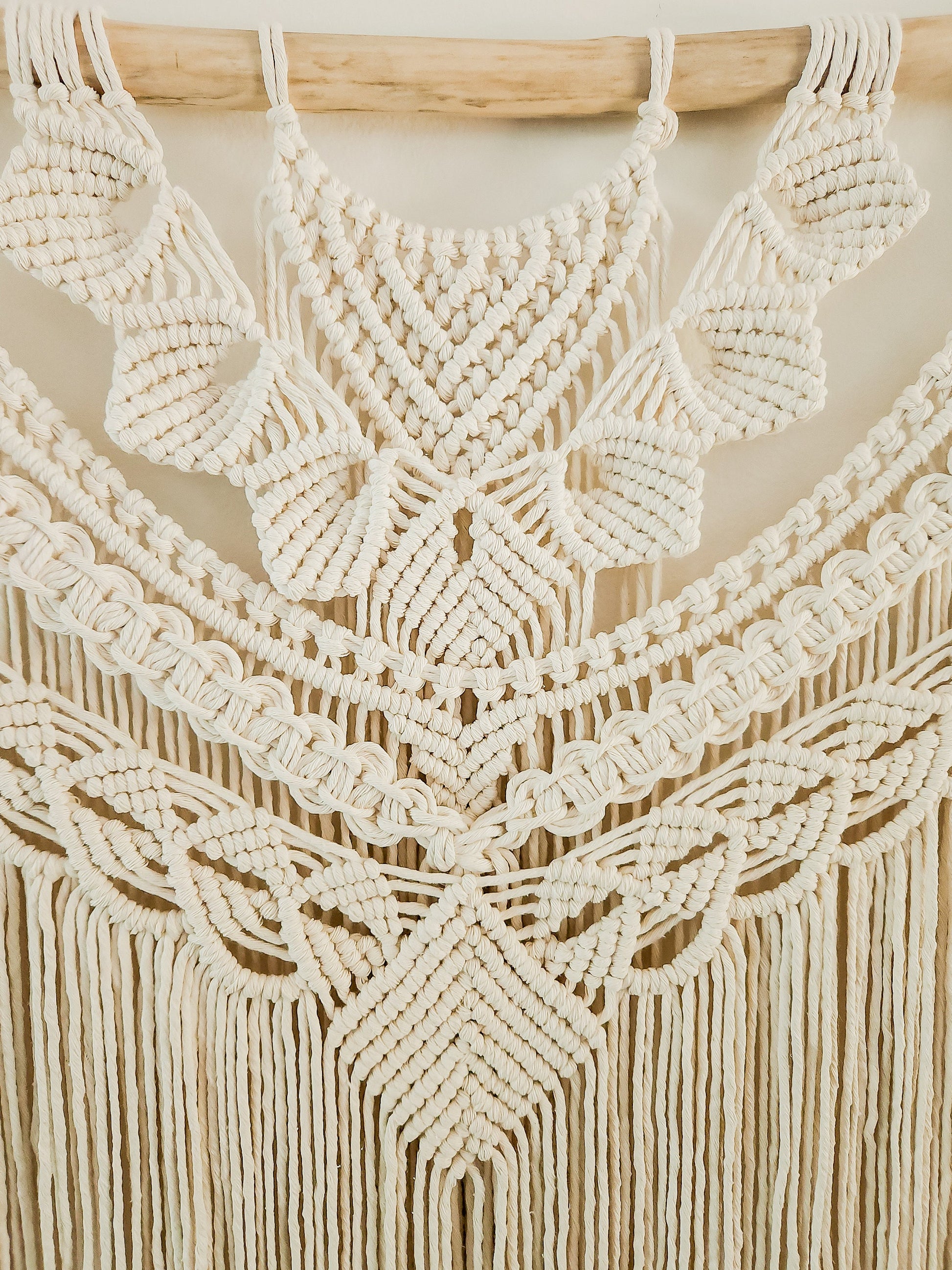Wall Tapestry, Macrame Wall Hanging, 45 inches wide, Driftwood, Boho Wall Decor, Headboard, Bohemian Home Decor, Handmade, Made in USA