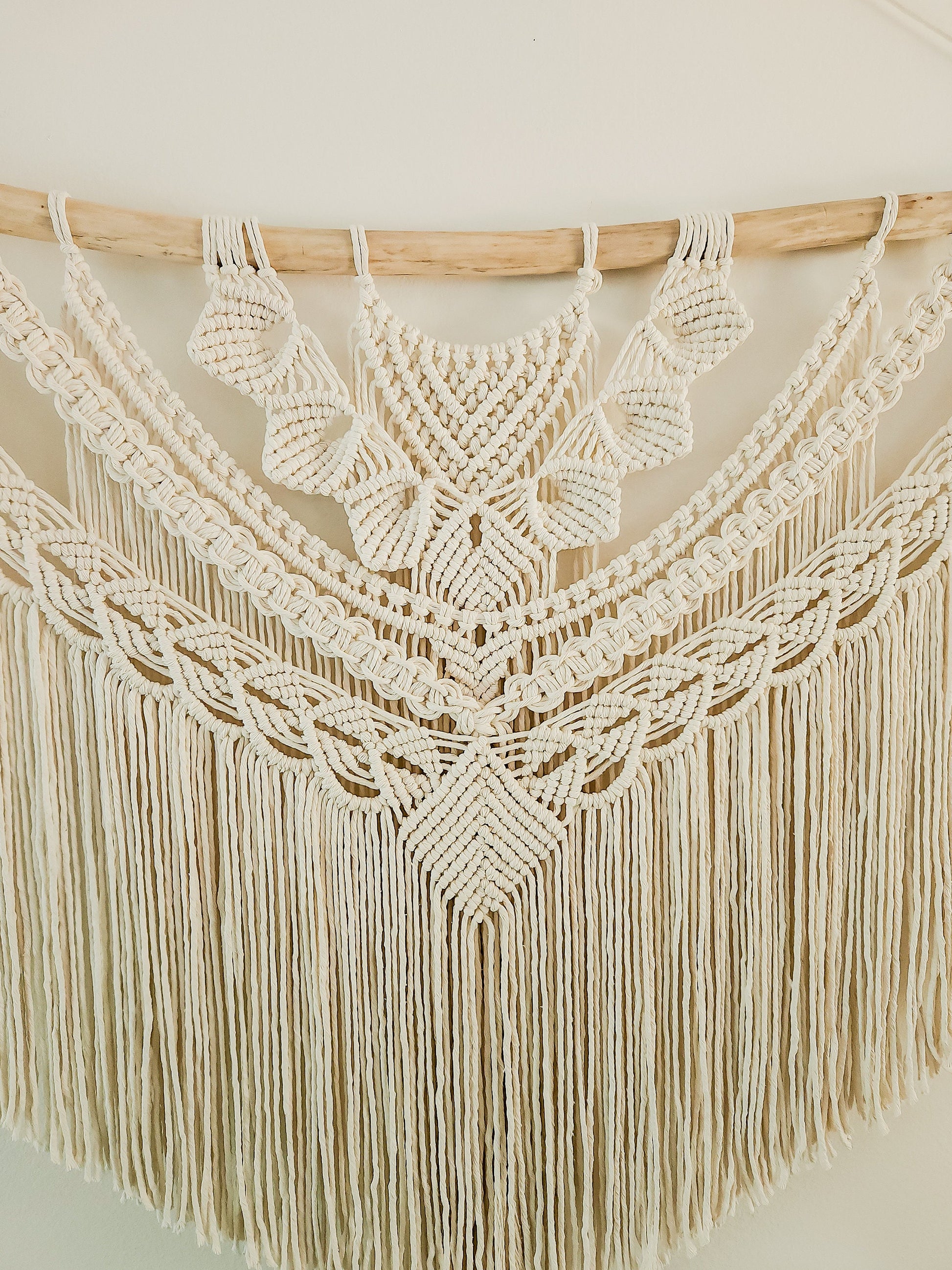 Wall Tapestry, Macrame Wall Hanging, 45 inches wide, Driftwood, Boho Wall Decor, Headboard, Bohemian Home Decor, Handmade, Made in USA