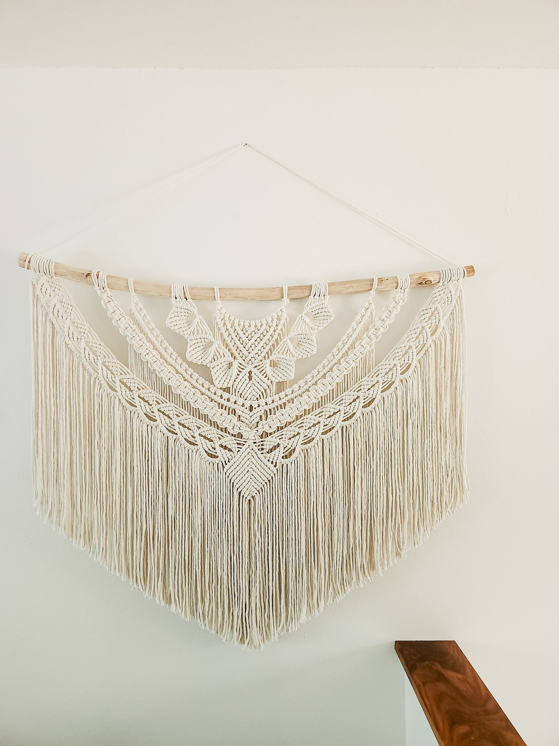 Wall Tapestry, Macrame Wall Hanging, 45 inches wide, Driftwood, Boho Wall Decor, Headboard, Bohemian Home Decor, Handmade, Made in USA