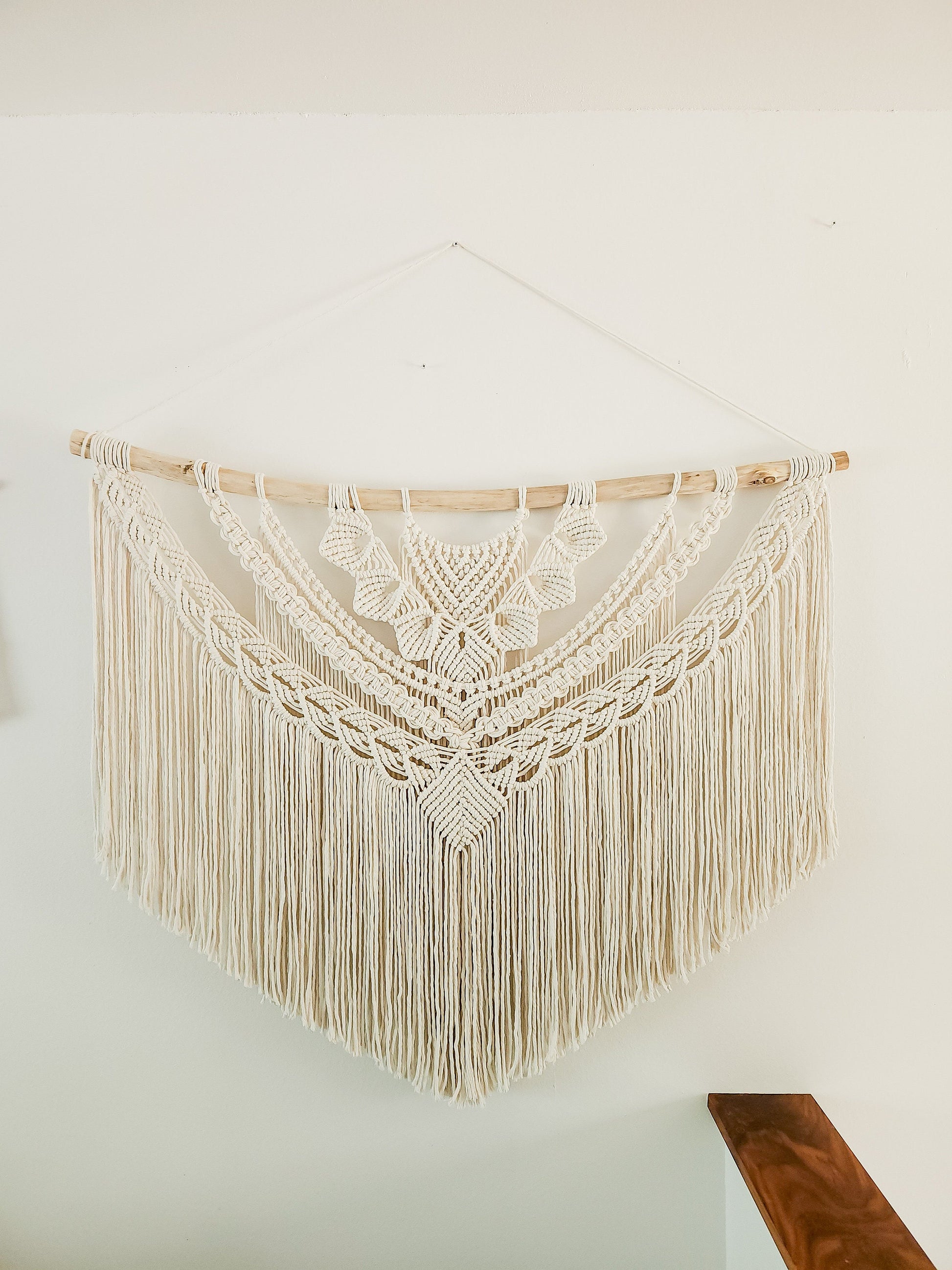 Wall Tapestry, Macrame Wall Hanging, 45 inches wide, Driftwood, Boho Wall Decor, Headboard, Bohemian Home Decor, Handmade, Made in USA