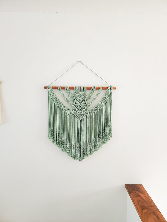Large Handmade Aloe Green Macrame Wall Hanging