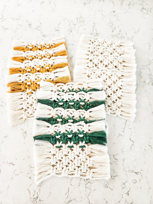Macrame Coaster, Multiple Color Options, Boho Coaster, Boho Kitchen Accessories