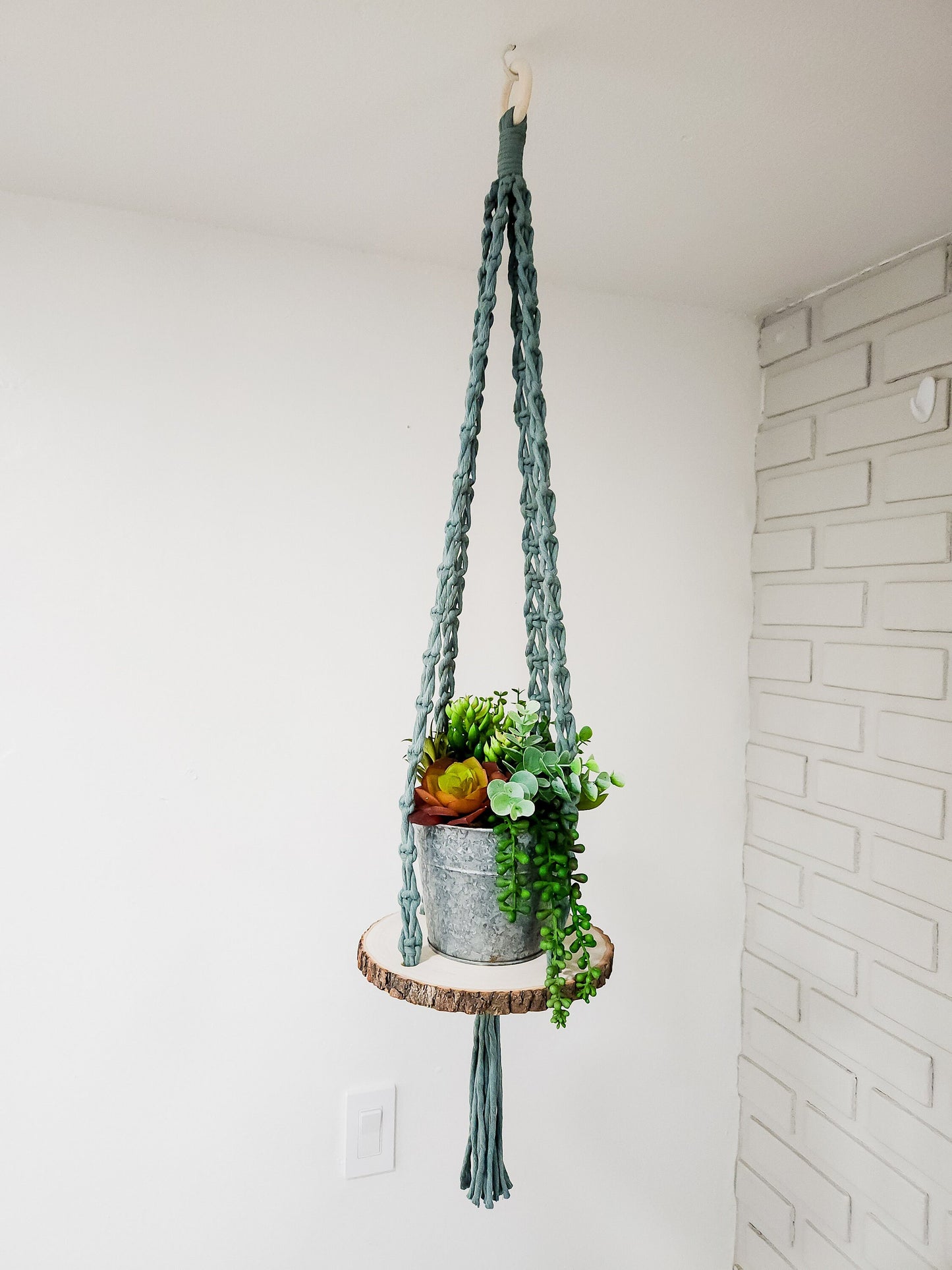 Macrame Hanging Shelf, Available in Many Colors, Boho Plant Hanger, Boho House Decor, Tassel Plant Hanger