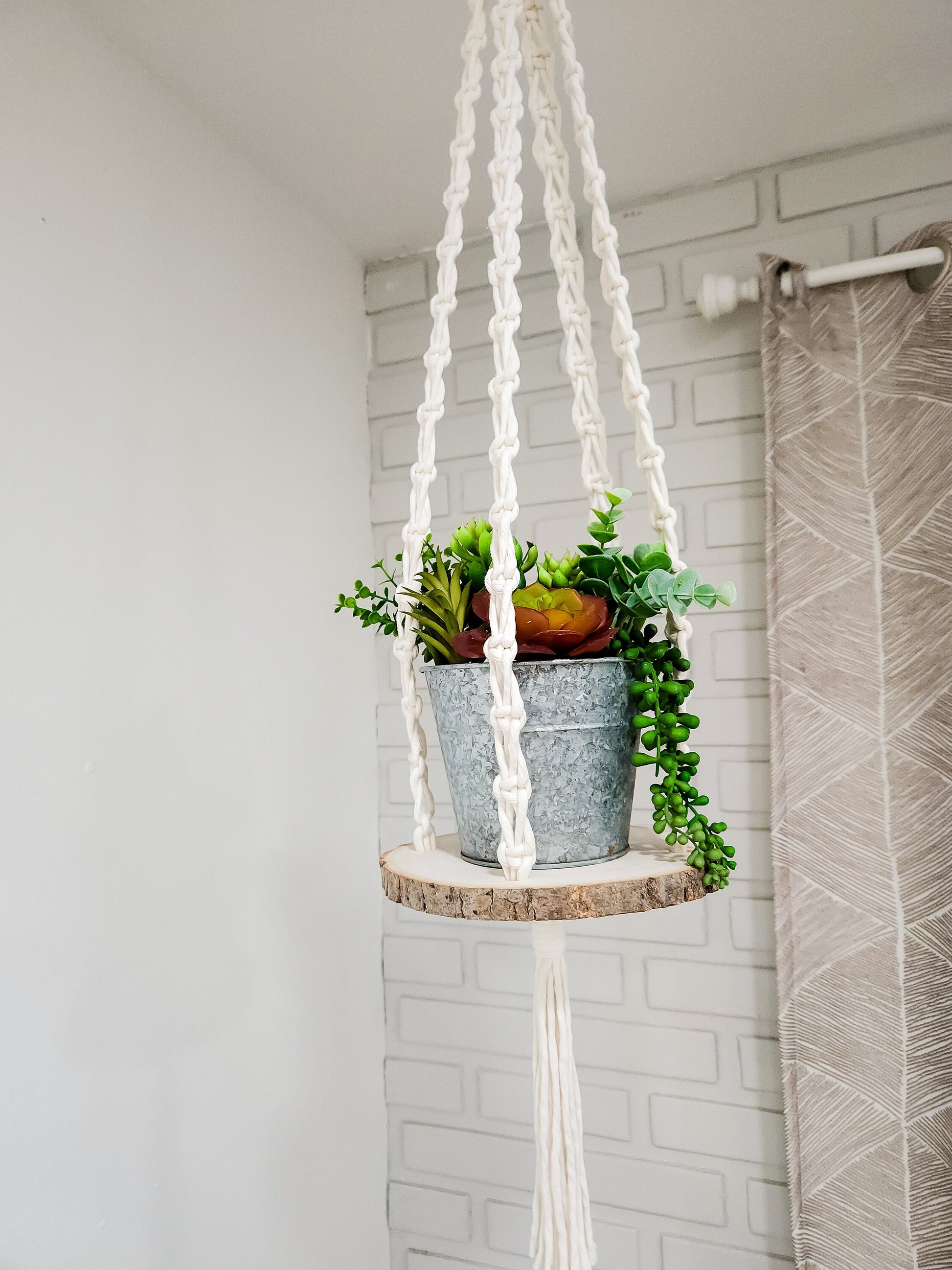 Macrame Hanging Shelf, Available in Many Colors, Boho Plant Hanger, Boho House Decor, Tassel Plant Hanger