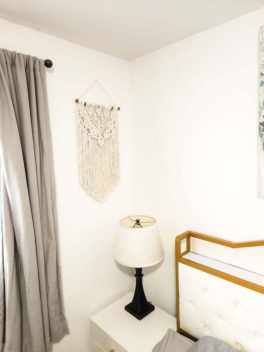 Handmade Beige White Macrame Wall Hanging, Bohemian Decor, Wall Decor, Woven Wall Hanging