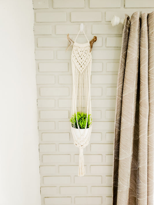 Macrame Plant Hanger on Antler, Boho Plant Hanger, Boho House Decor, Tassel Plant Hanger