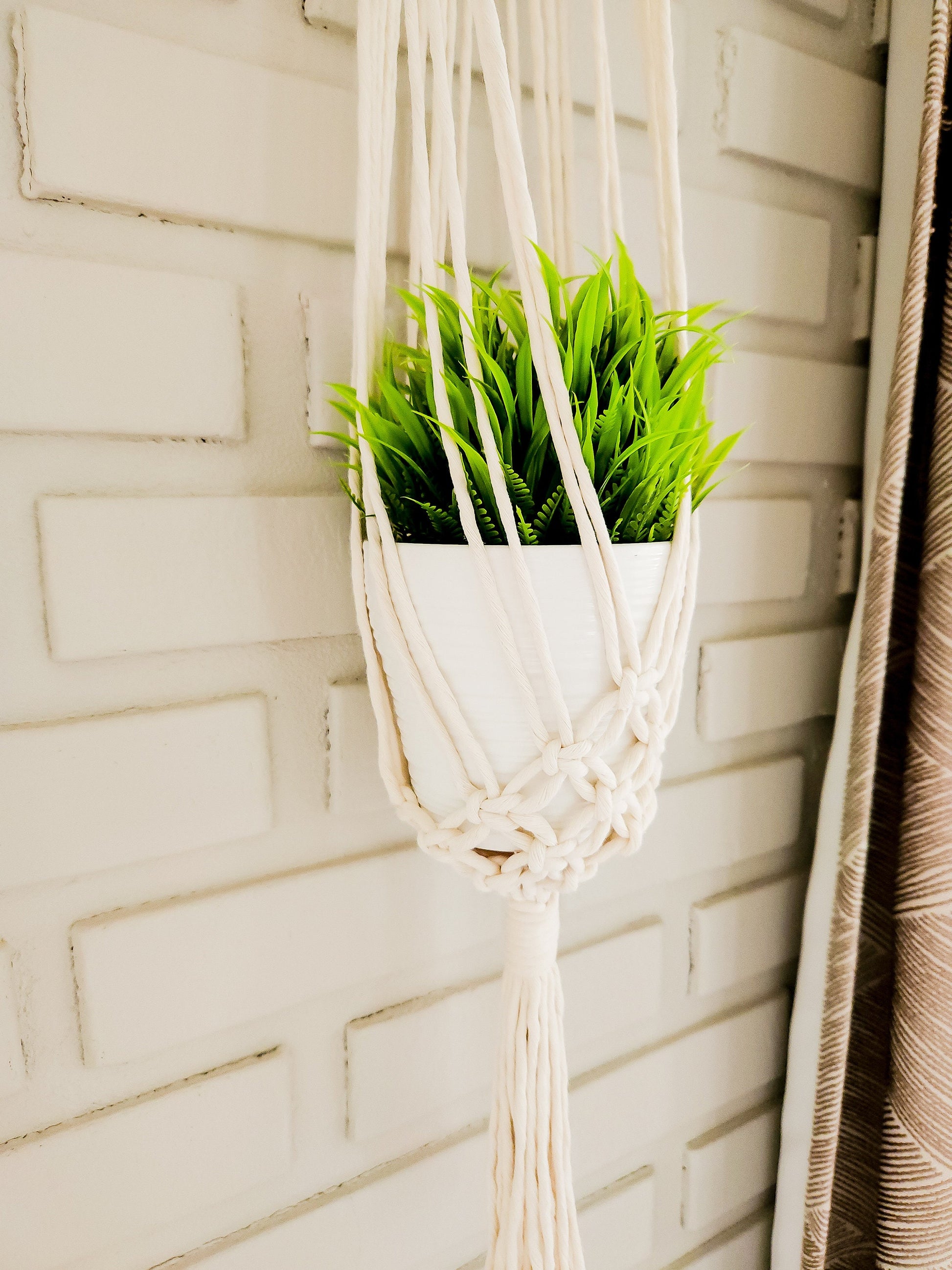 Macrame Plant Hanger on Antler, Boho Plant Hanger, Boho House Decor, Tassel Plant Hanger
