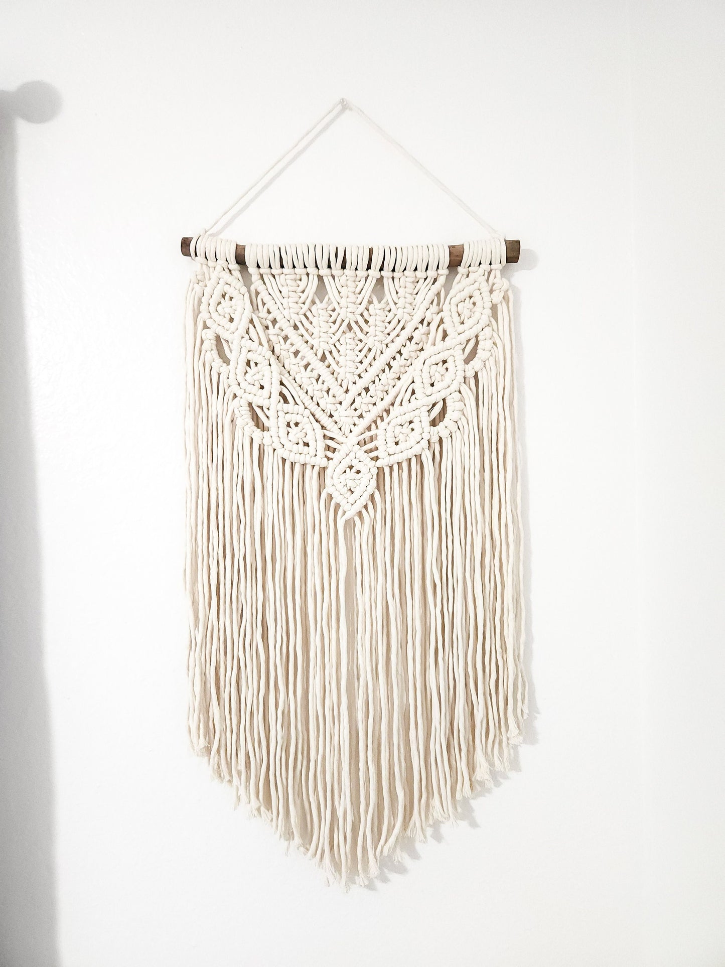 Handmade Beige White Macrame Wall Hanging, Bohemian Decor, Wall Decor, Woven Wall Hanging