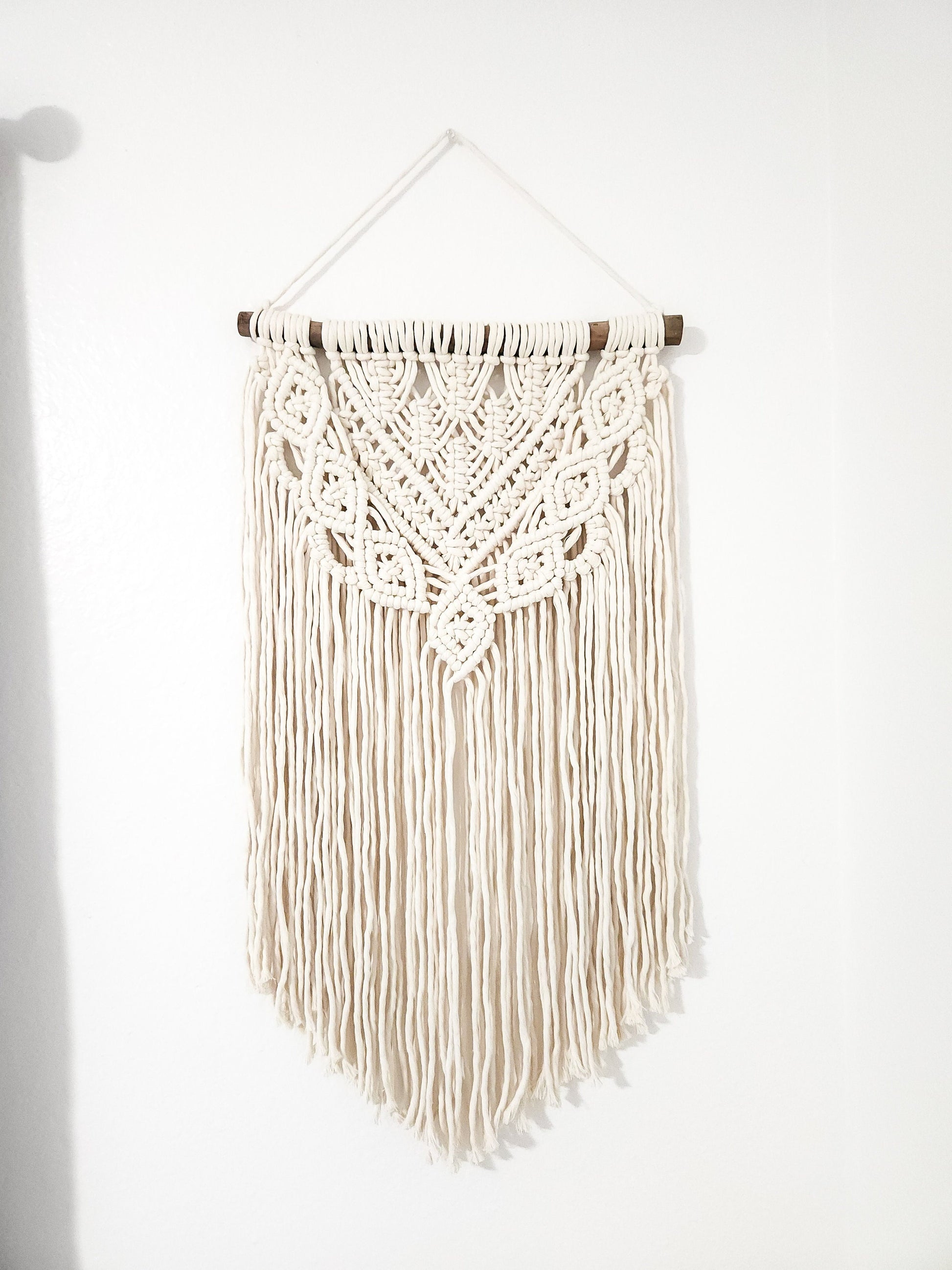 Handmade Beige White Macrame Wall Hanging, Bohemian Decor, Wall Decor, Woven Wall Hanging