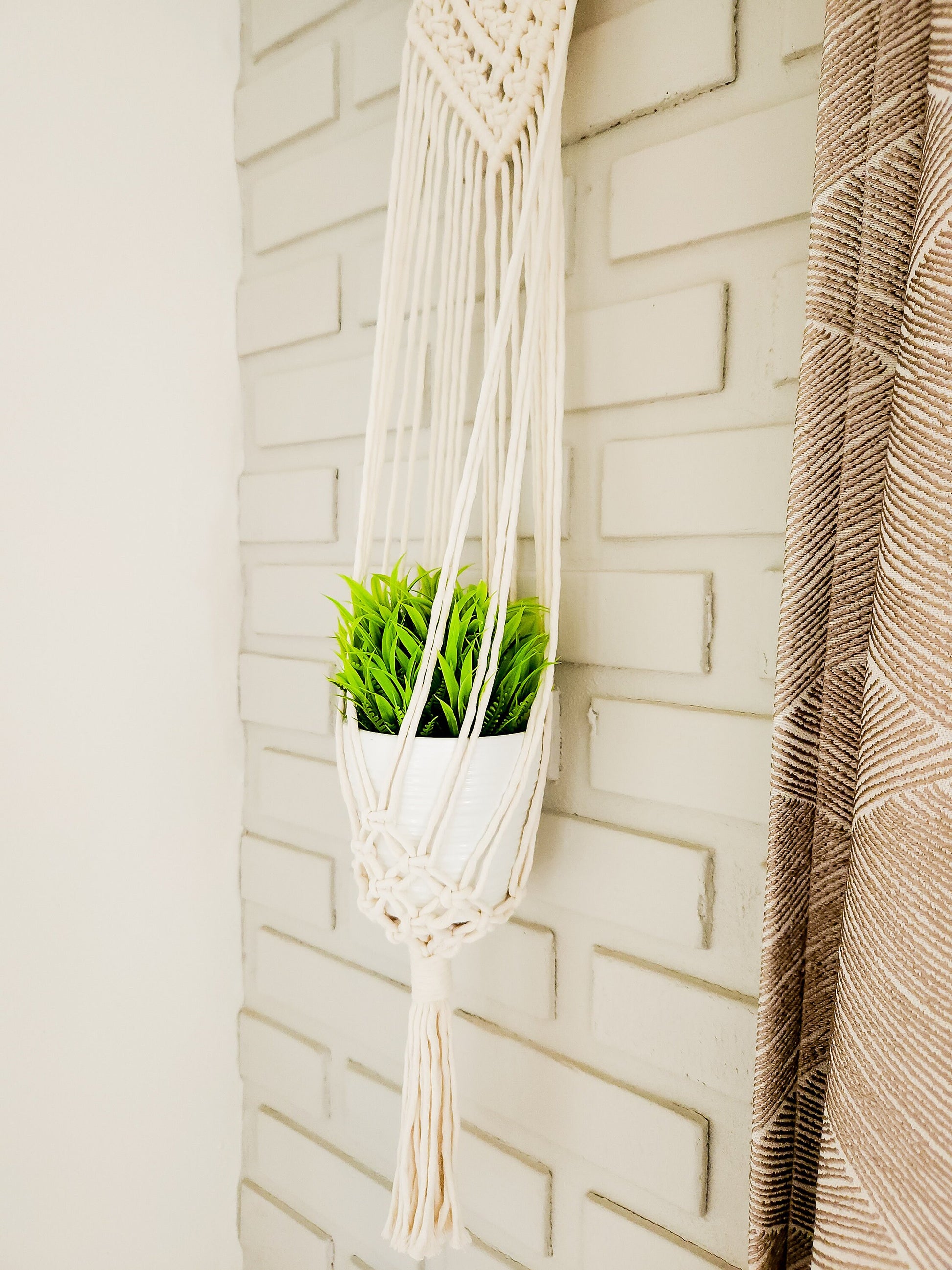 Macrame Plant Hanger on Antler, Boho Plant Hanger, Boho House Decor, Tassel Plant Hanger