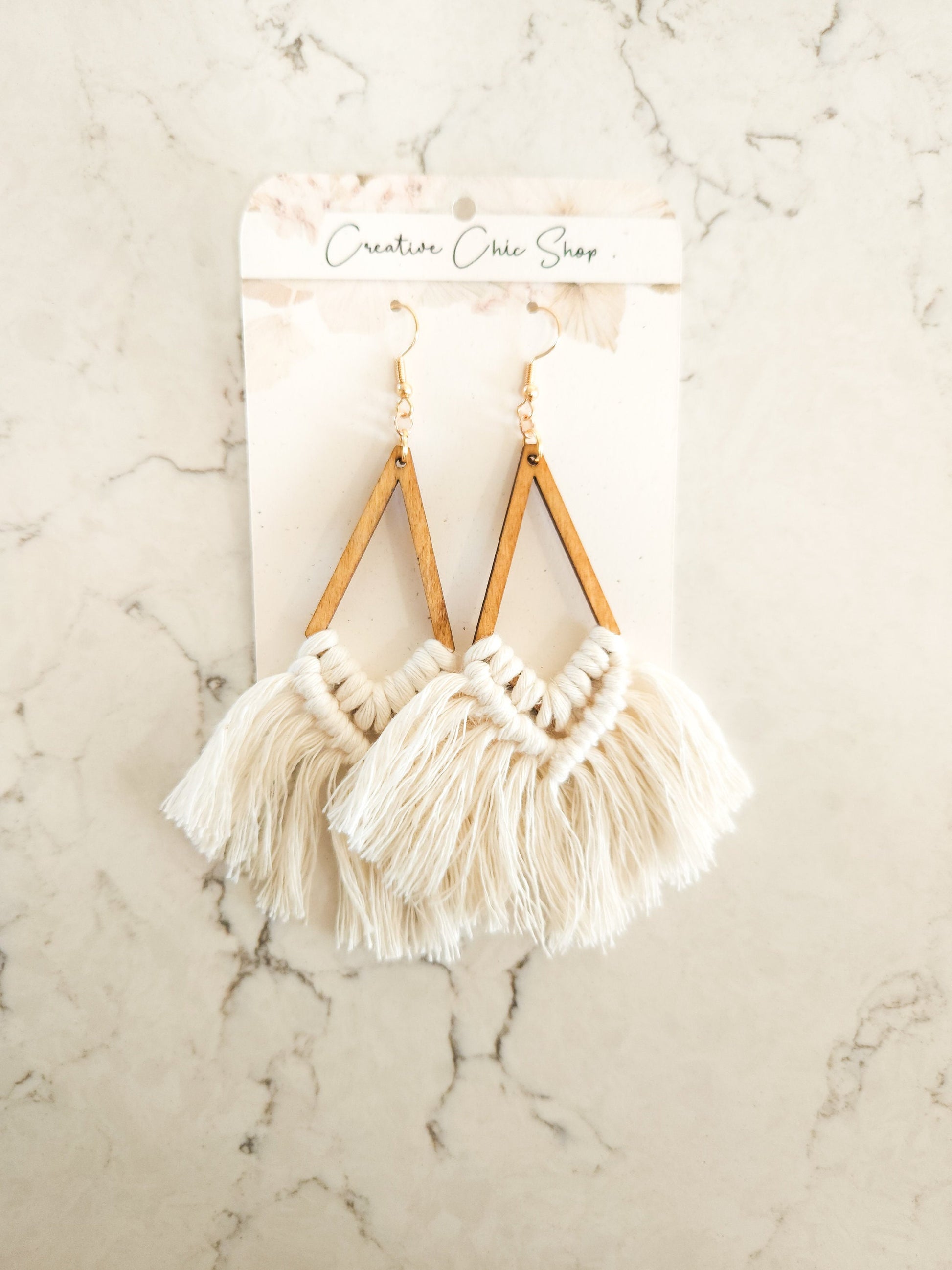 Triangle Macrame Earrings, Macrame Earrings, Boho Earrings, Bridesmaid Gift, Multiple Color Options