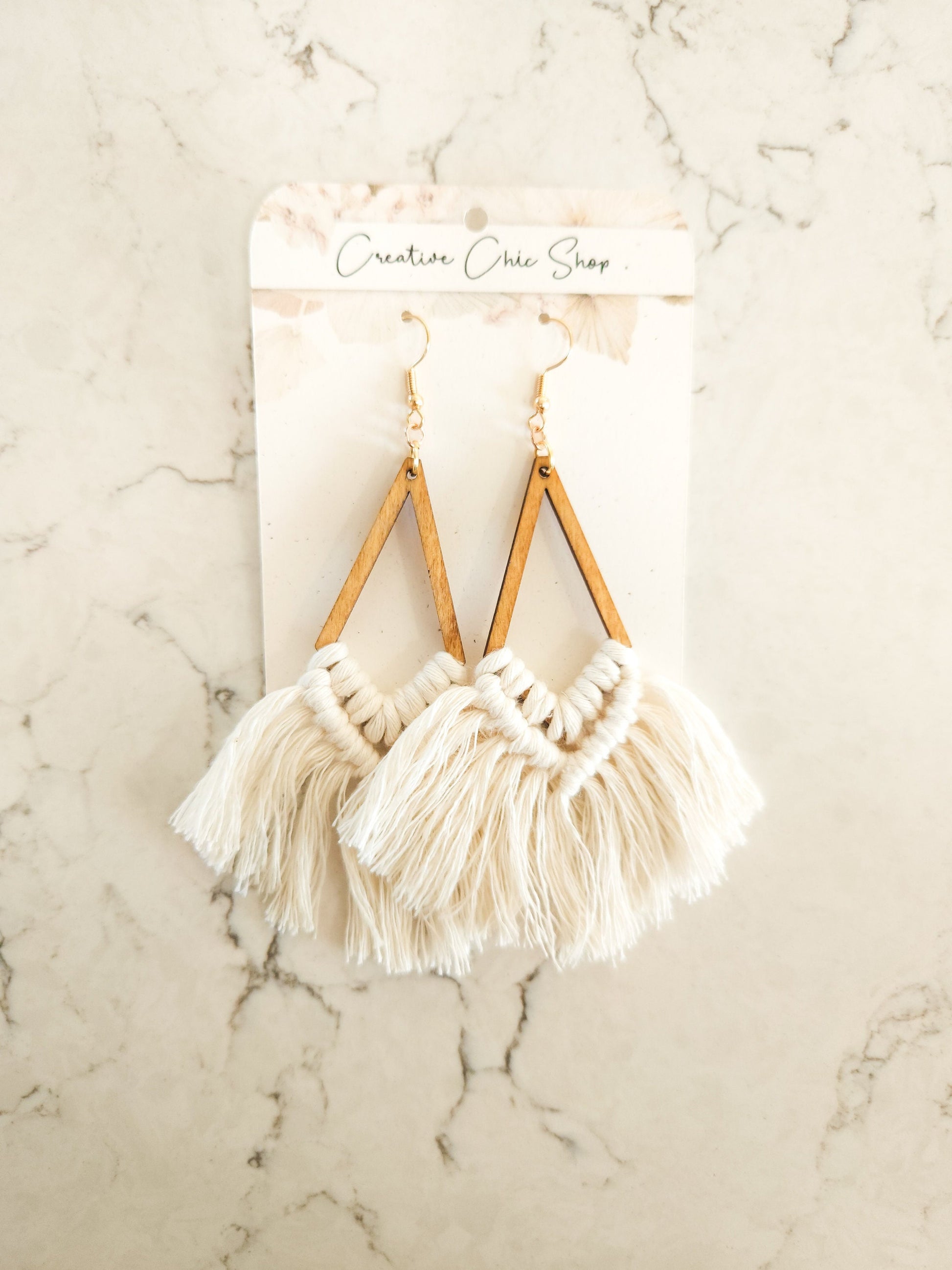 Triangle Macrame Earrings, Macrame Earrings, Boho Earrings, Bridesmaid Gift, Multiple Color Options