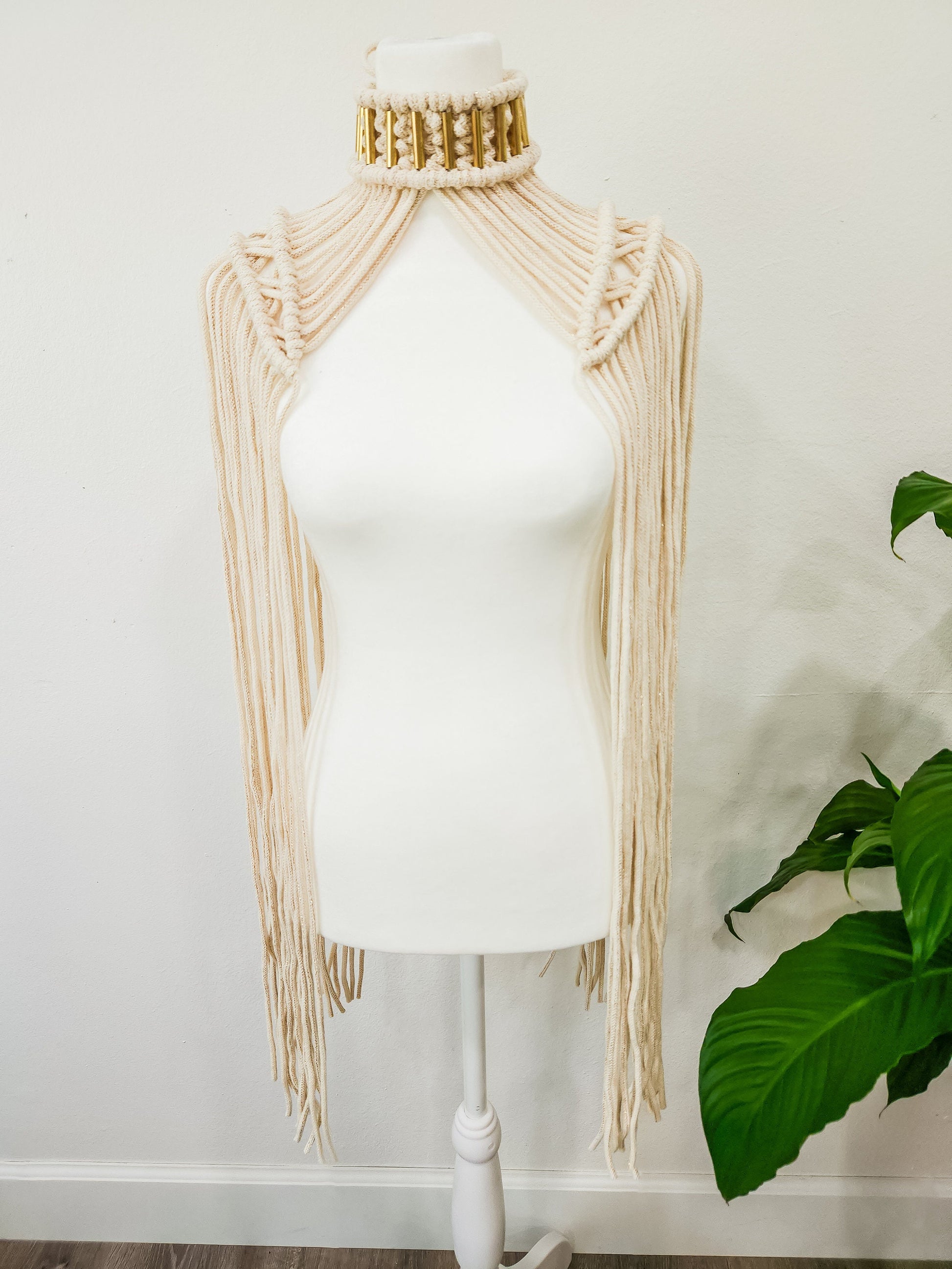 Handmade Macrame Epaulette, Available in Many Colors, Shoulder Boho Top for Festival or Photoshoot, Rave, Brass