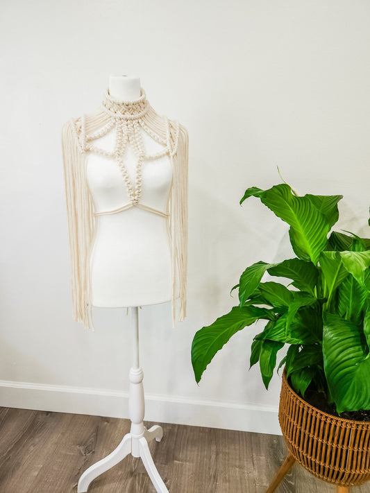 Macrame boho epaulette shoulder top