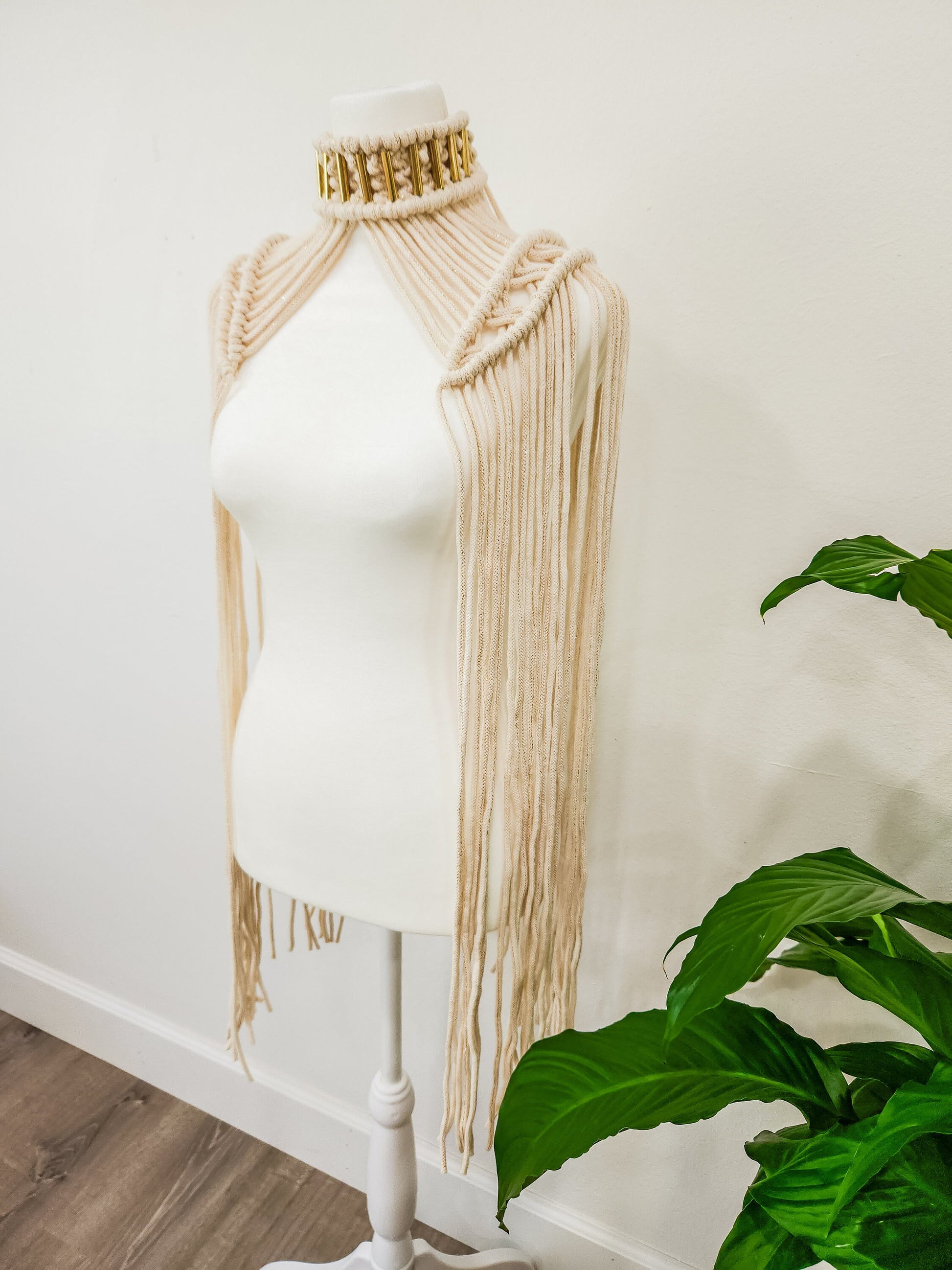 Handmade Macrame Epaulette, Available in Many Colors, Shoulder Boho Top for Festival or Photoshoot, Rave, Brass