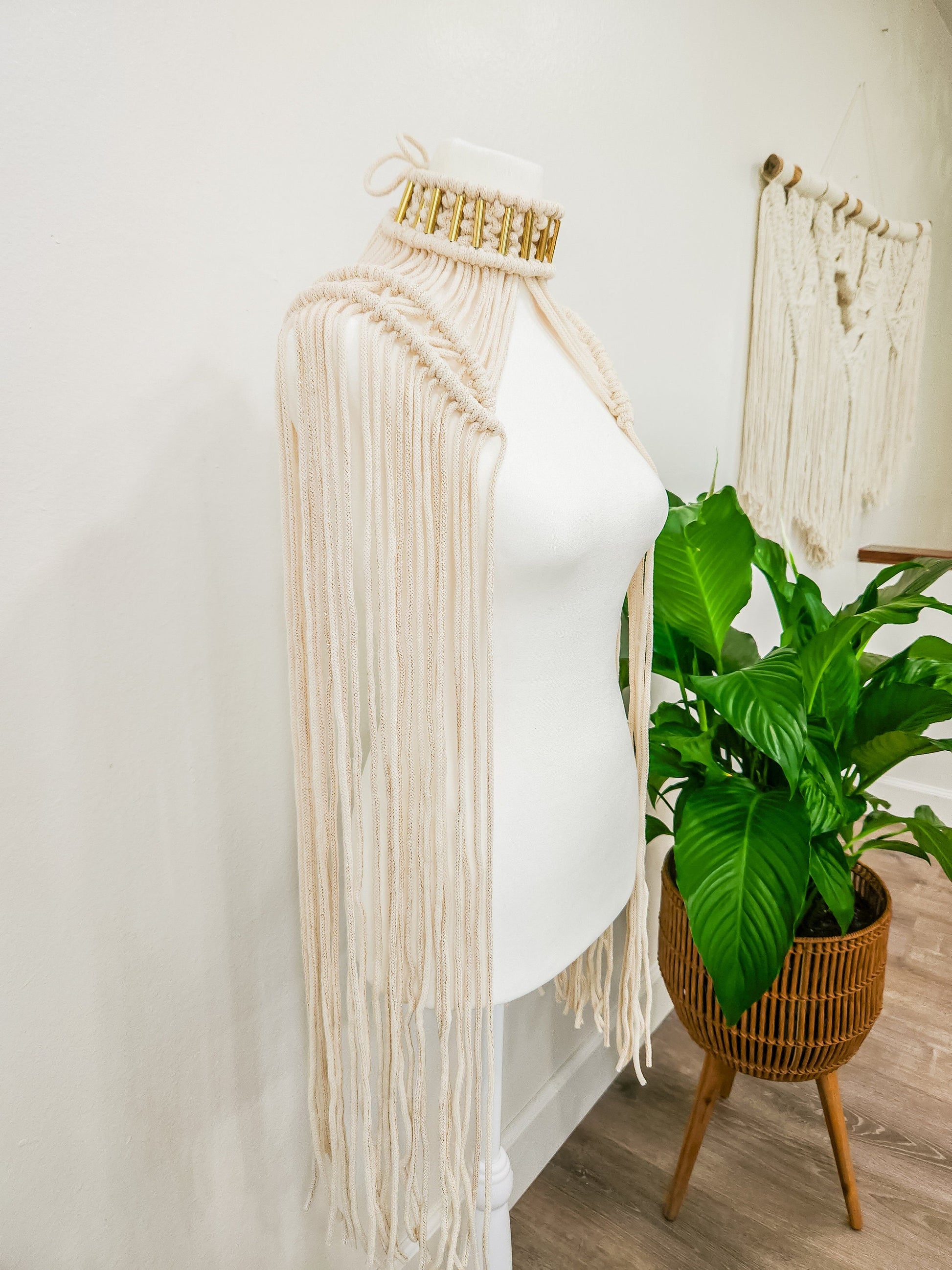 Handmade Macrame Epaulette, Available in Many Colors, Shoulder Boho Top for Festival or Photoshoot, Rave, Brass