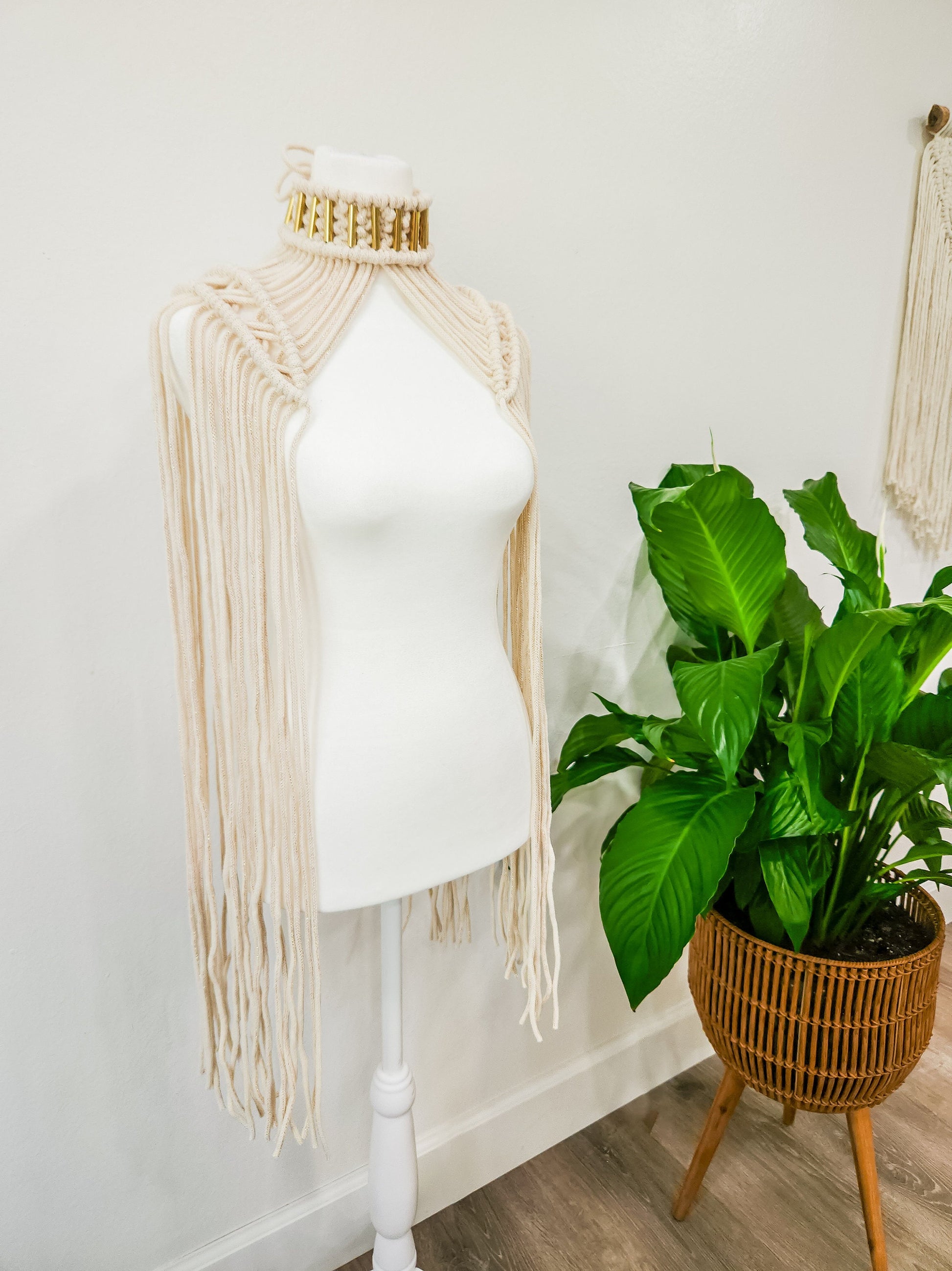 Handmade Macrame Epaulette, Available in Many Colors, Shoulder Boho Top for Festival or Photoshoot, Rave, Brass