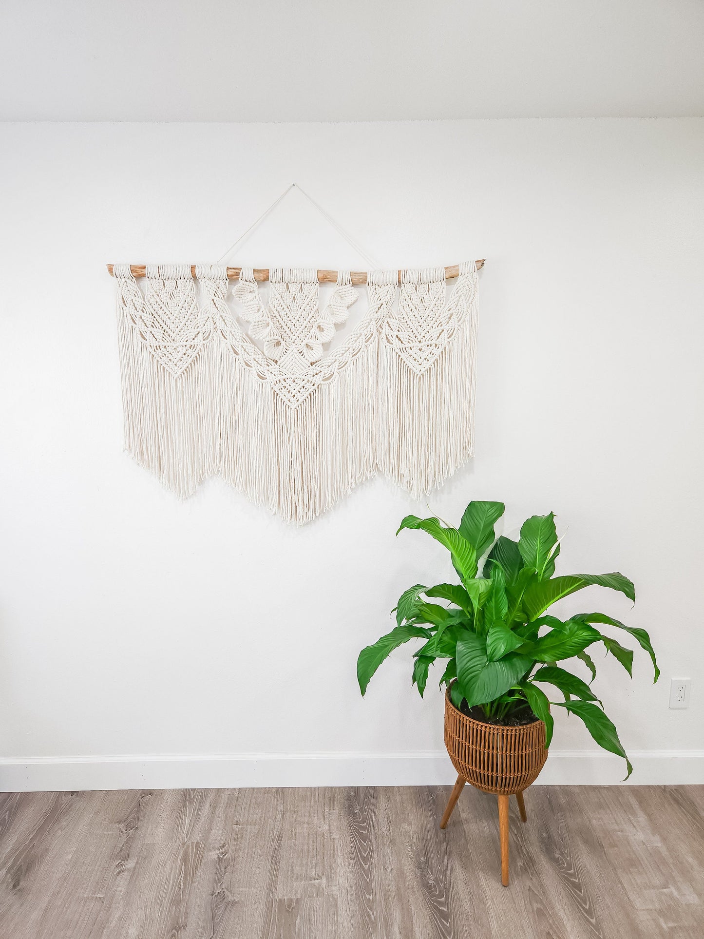 Large Handmade Macrame Wall Hanging, 4 Feet Wide, Boho Decor, Beige, Handmade in United States, Wall Tapestry, Textile Wall Art, Wedding