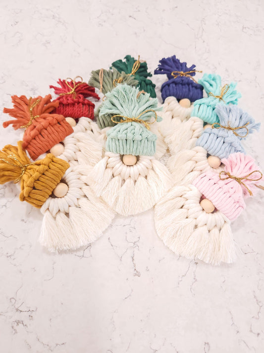 Macrame Gnome Ornament, Available in Many Colors, Cute Christmas Tree Decor