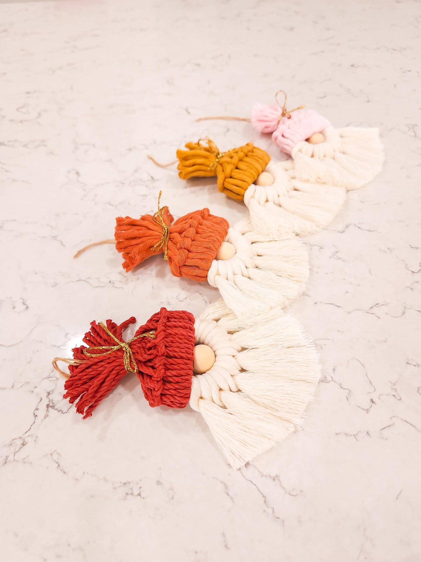 Macrame Gnome Ornament, Available in Many Colors, Cute Christmas Tree Decor