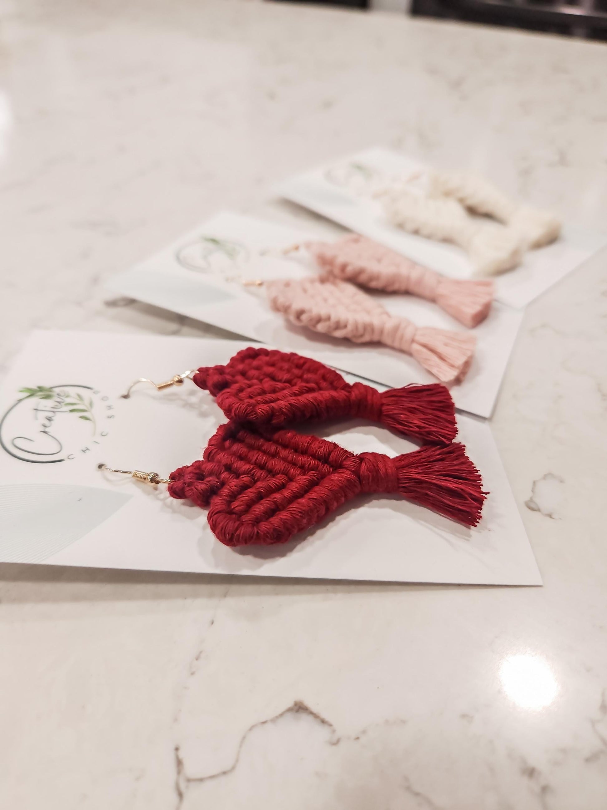 Heart Macrame Earrings, Boho Earrings, Bridesmaid Gift, Multiple Color Options