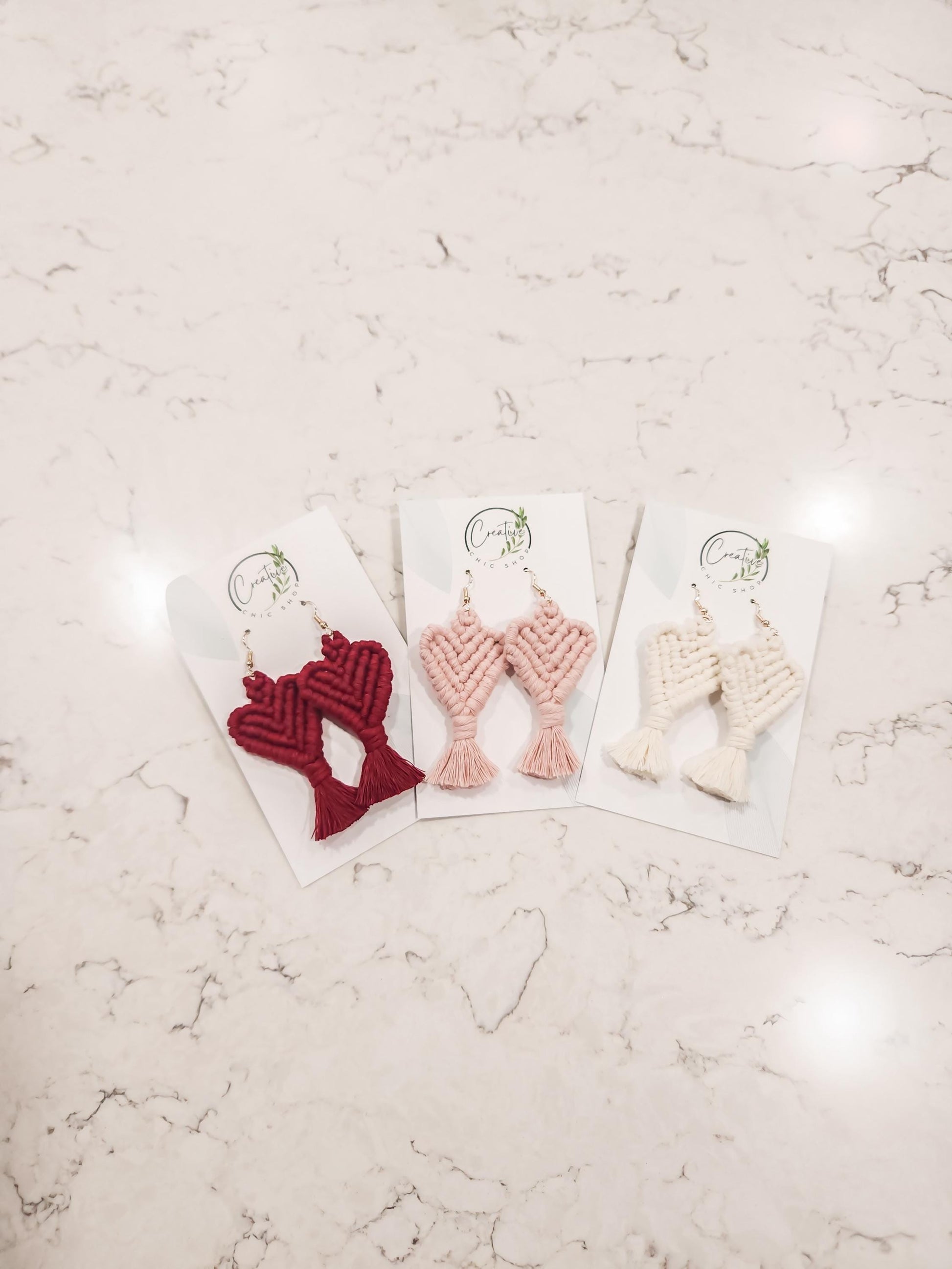 Heart Macrame Earrings, Boho Earrings, Bridesmaid Gift, Multiple Color Options