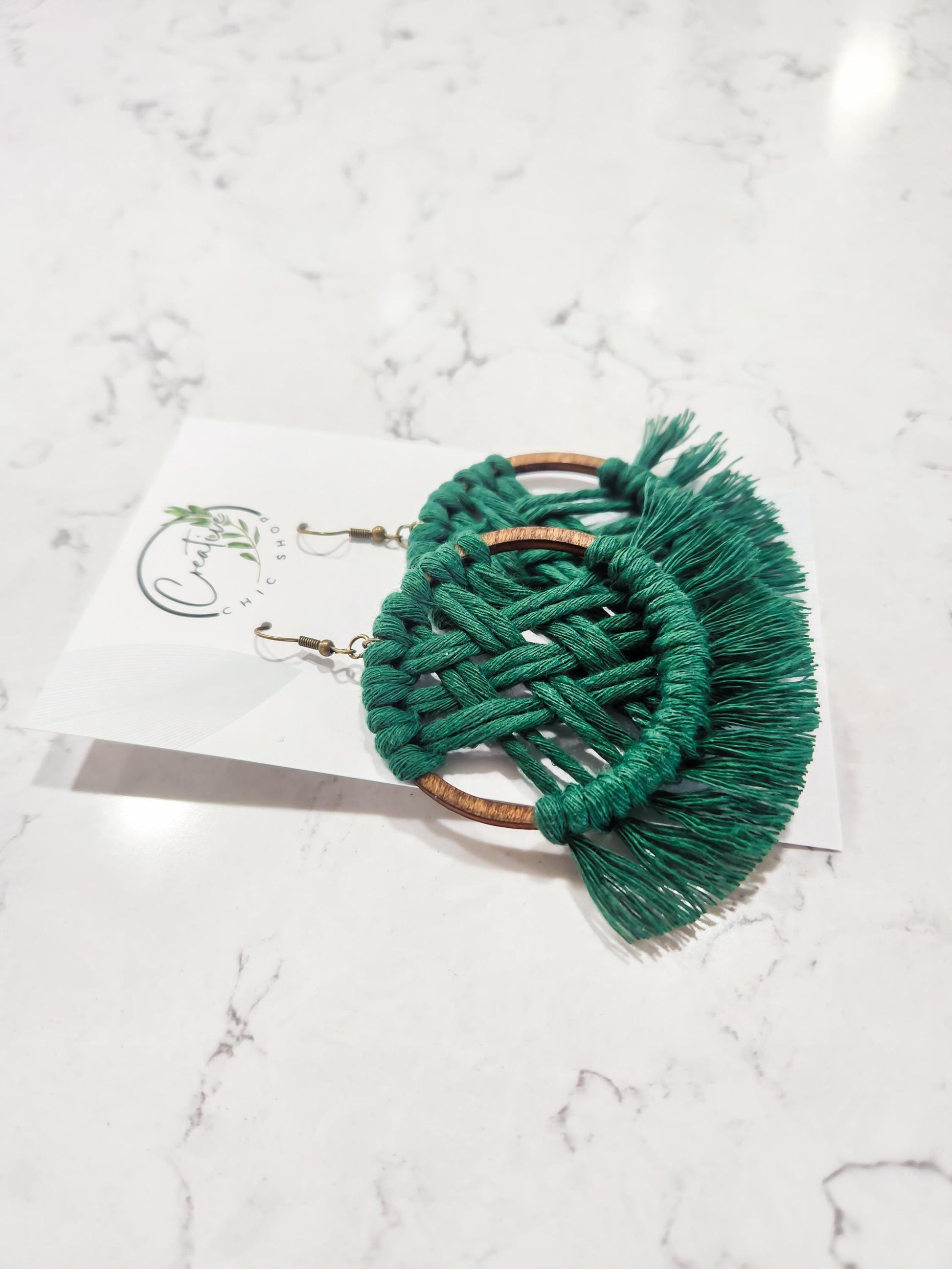 Handmade Macrame Hoop Earrings, Gold, Silver or Brass Color Hoops, Multiple Color Options for Macrame, Macrame Earrings, Dangle earrings