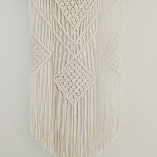 Macrame Wall Hanging in USA - 3 Foot Length, Cotton Rope, Boho Chic Farmhouse Decor for Bedroom, Driftwood, Living Room, Hand Made