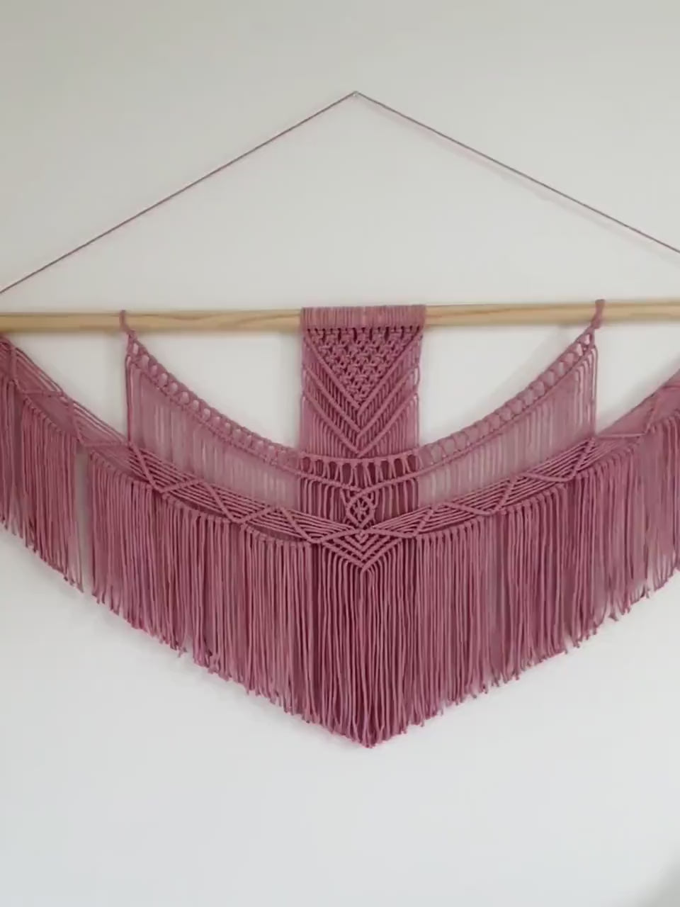 X Large Macrame Wall Hanging, Pink Macrame Wall Art, Woven Wall Hanging, Boho Wall Decor, Wall Tapestry, Macrame, Wedding Backdrop