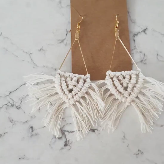 Triangle Macrame Earrings,  Macrame Earrings,  Boho Earrings,  Bridesmaid Gift