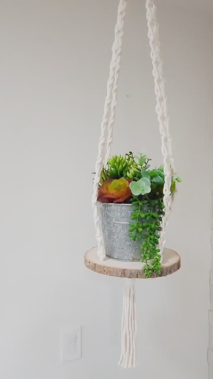 Macrame Hanging Shelf, Available in Many Colors,  Boho Plant Hanger, Boho House Decor, Tassel Plant Hanger