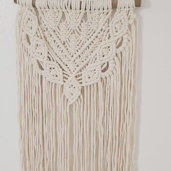 Handmade Beige White Macrame Wall Hanging, Bohemian Decor, Wall Decor, Woven Wall Hanging
