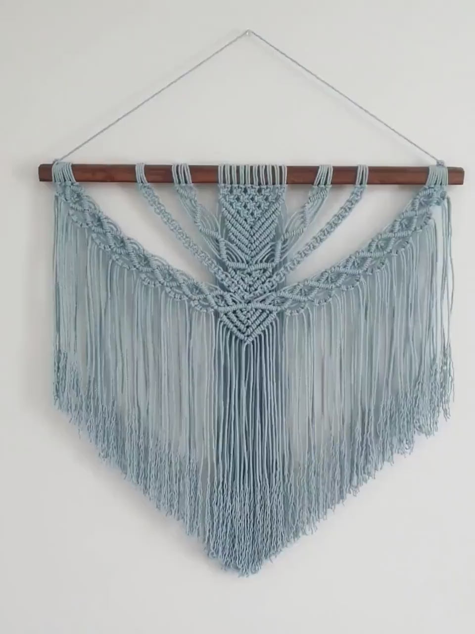 Large Macrame Wall Hanging, Macrame Wall Art, Woven Wall Hanging, Boho Wall Decor, Wall Tapestry, Macrame, Light Blue,  Minimalist