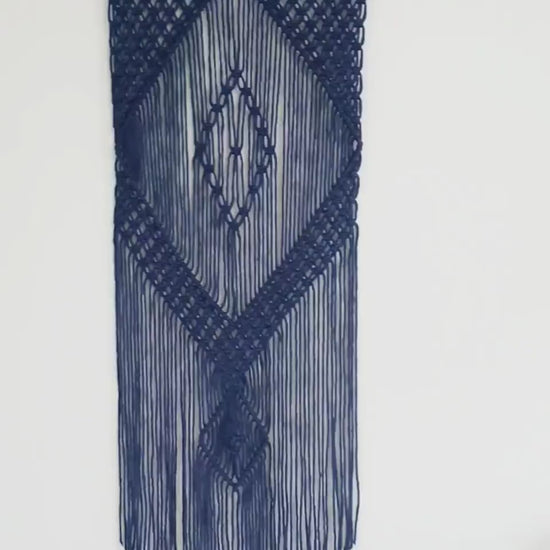Navy Colored Cotton Rope Macrame Wall Hanging // Handmade in United States - Spokane, Washington