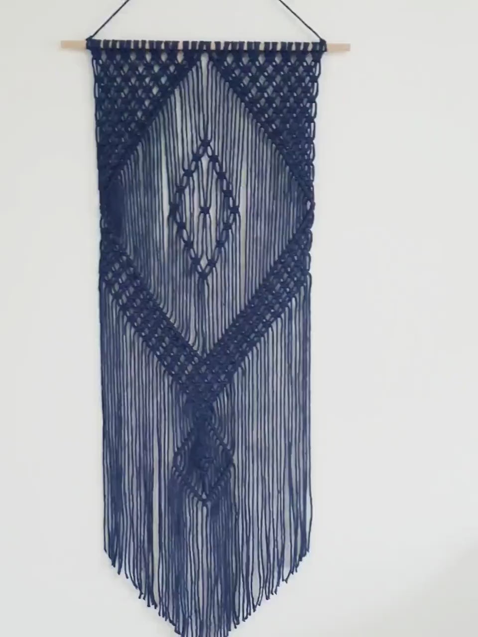 Navy Colored Cotton Rope Macrame Wall Hanging // Handmade in United States - Spokane, Washington