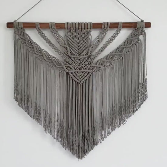Large Macrame Wall Hanging, Macrame Wall Art, Woven Wall Hanging, Boho Wall Decor, Wall Tapestry, Macrame, Light Gray,  Minimalist