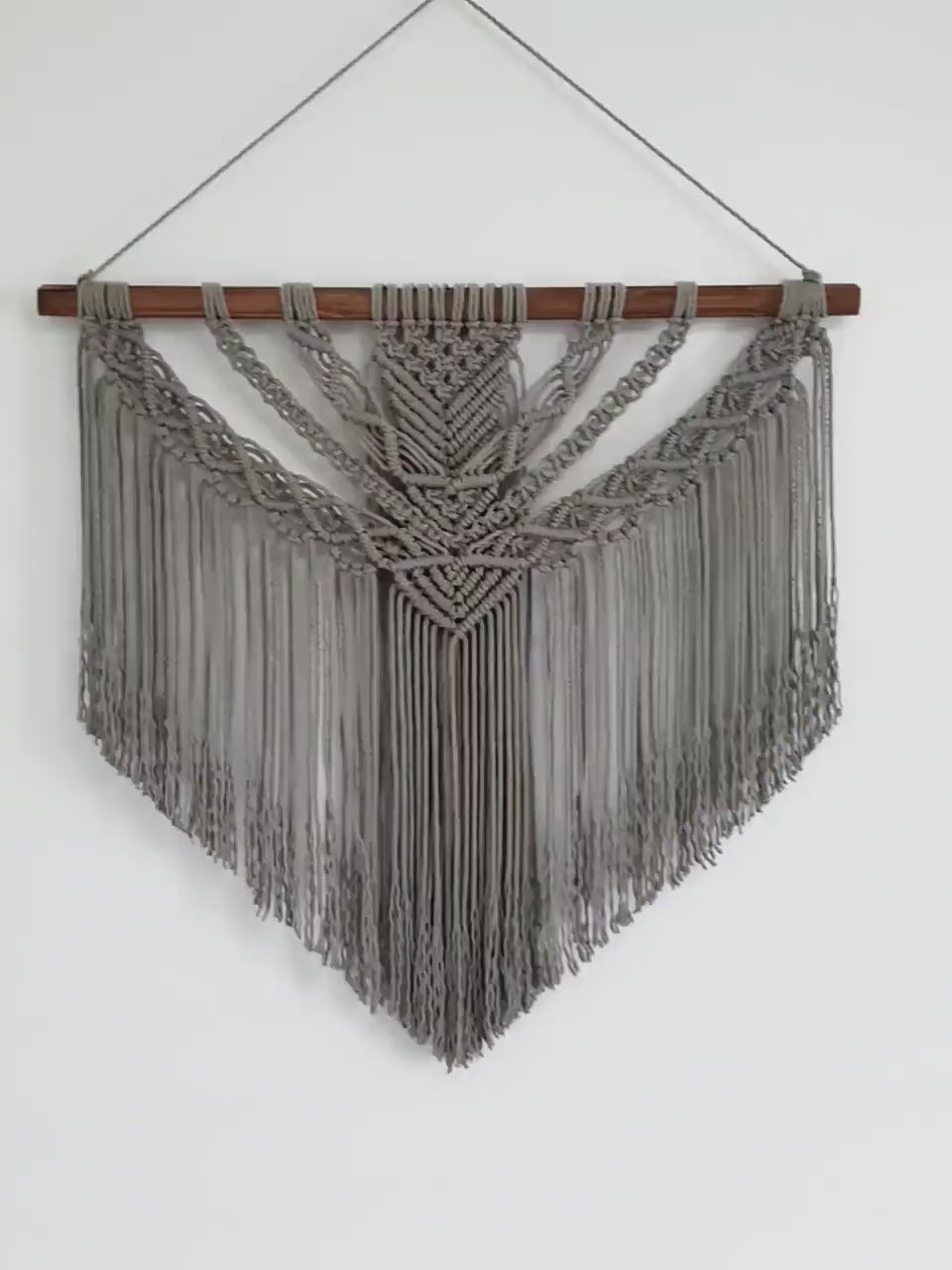 Large Macrame Wall Hanging, Macrame Wall Art, Woven Wall Hanging, Boho Wall Decor, Wall Tapestry, Macrame, Light Gray,  Minimalist