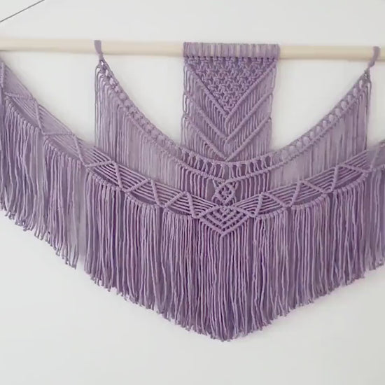 X Large Macrame Wall Hanging, 5 Size Options, Macrame Wall Art, Woven Wall Hanging, Boho Wall Decor, lavender purple, Wedding Backdrop