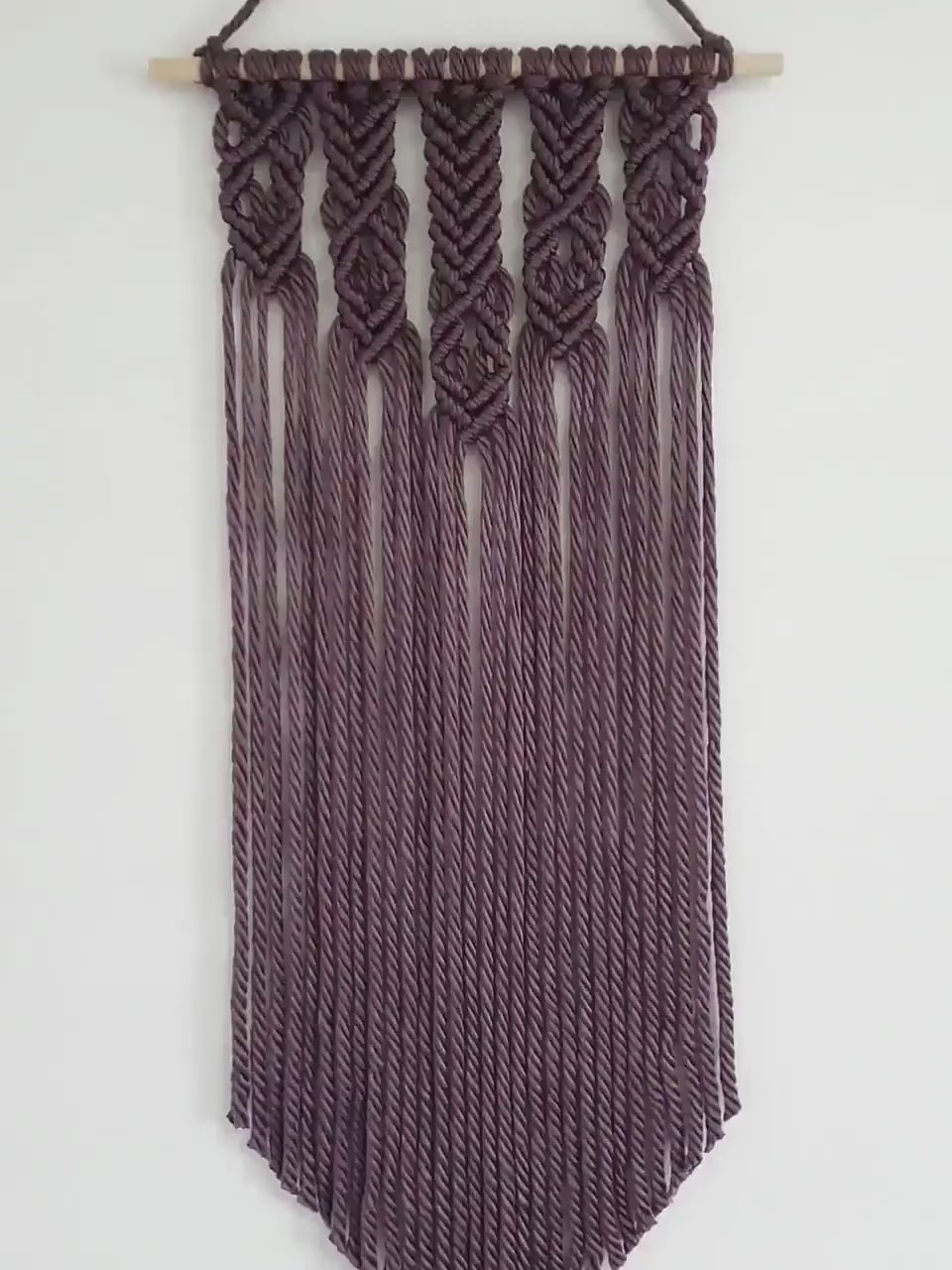 Plum Purple Yarn Colored Handmade Macrame Wall Hanging
