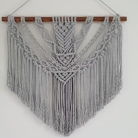 Large Macrame Wall Hanging, Macrame Wall Art, Woven Wall Hanging, Boho Wall Decor, Wall Tapestry, Macrame, Light Gray,  Minimalist